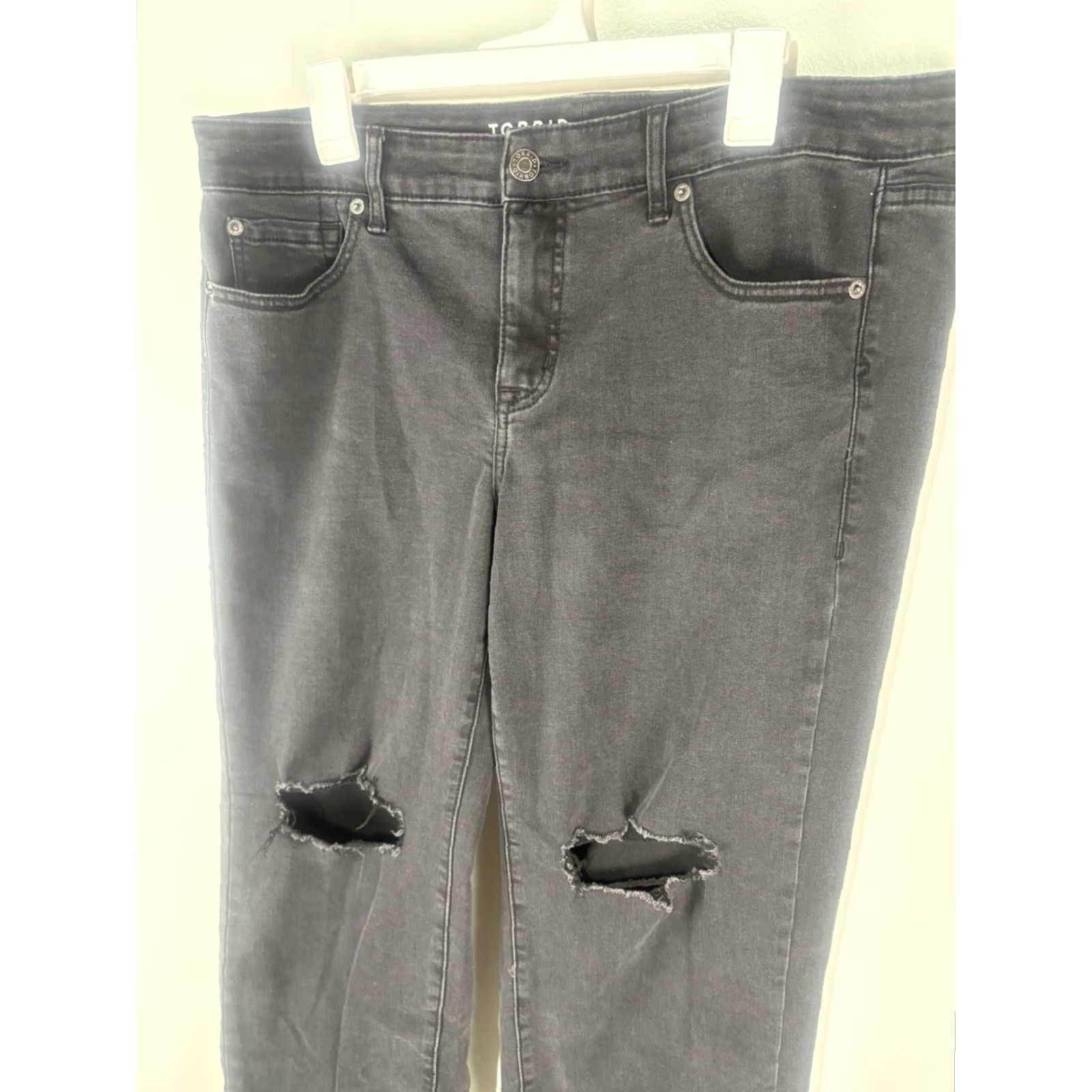 Torrid Torrid Black Wash Perfect Wide Leg Vintage Stretch Distressed Jeans Womens Size 10 Size 32" / US 10 / IT 46 - 2 Thumbnail