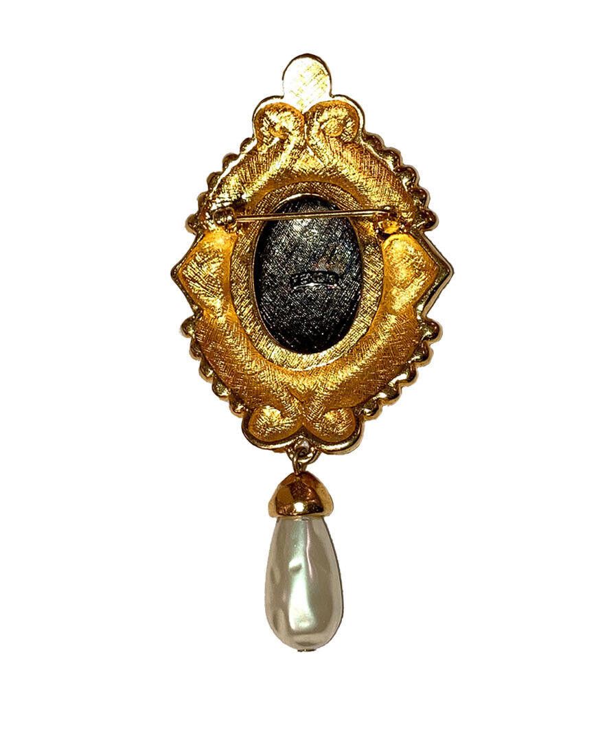 Fendi Fendi Janus Inspired Two Tone Brooch with Simulated Pearls Size ONE SIZE - 3 Thumbnail
