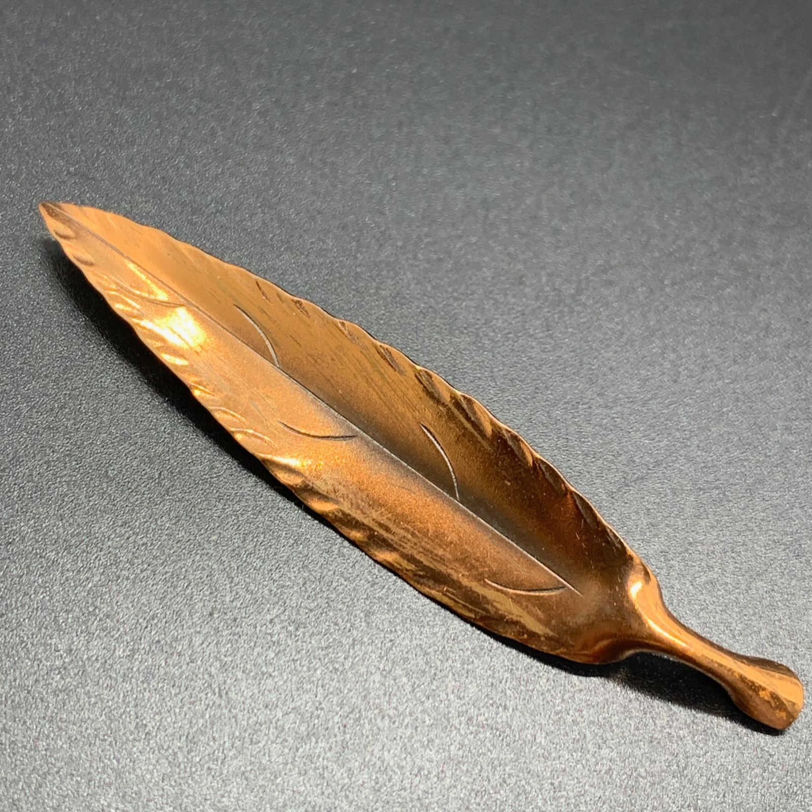 Other Stuart Nye Vintage Hand Wrought Copper Leaf Brooch 2.5" Size ONE SIZE - 5 Thumbnail