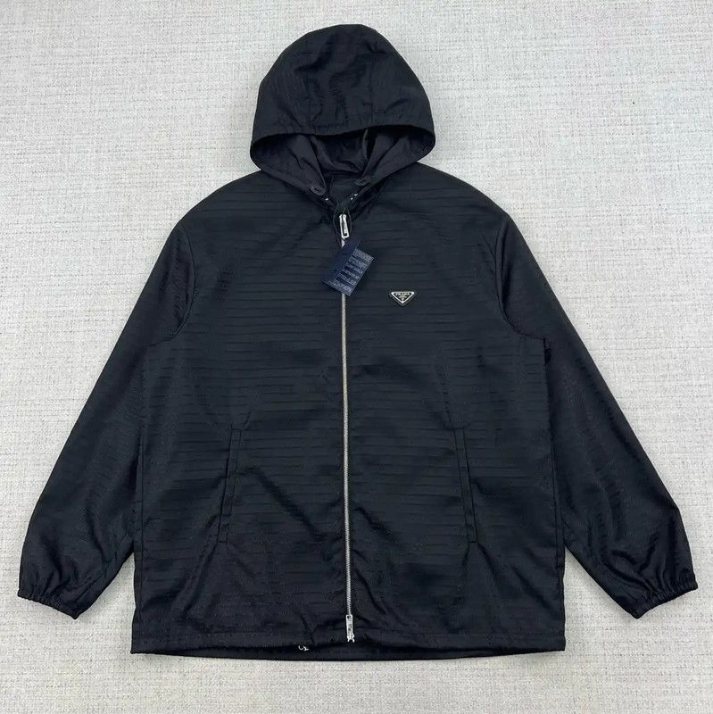 Prada Prada Black Nylon Hooded Jacket for Men Size US XL / EU 56 / 4 - 1 Thumbnail