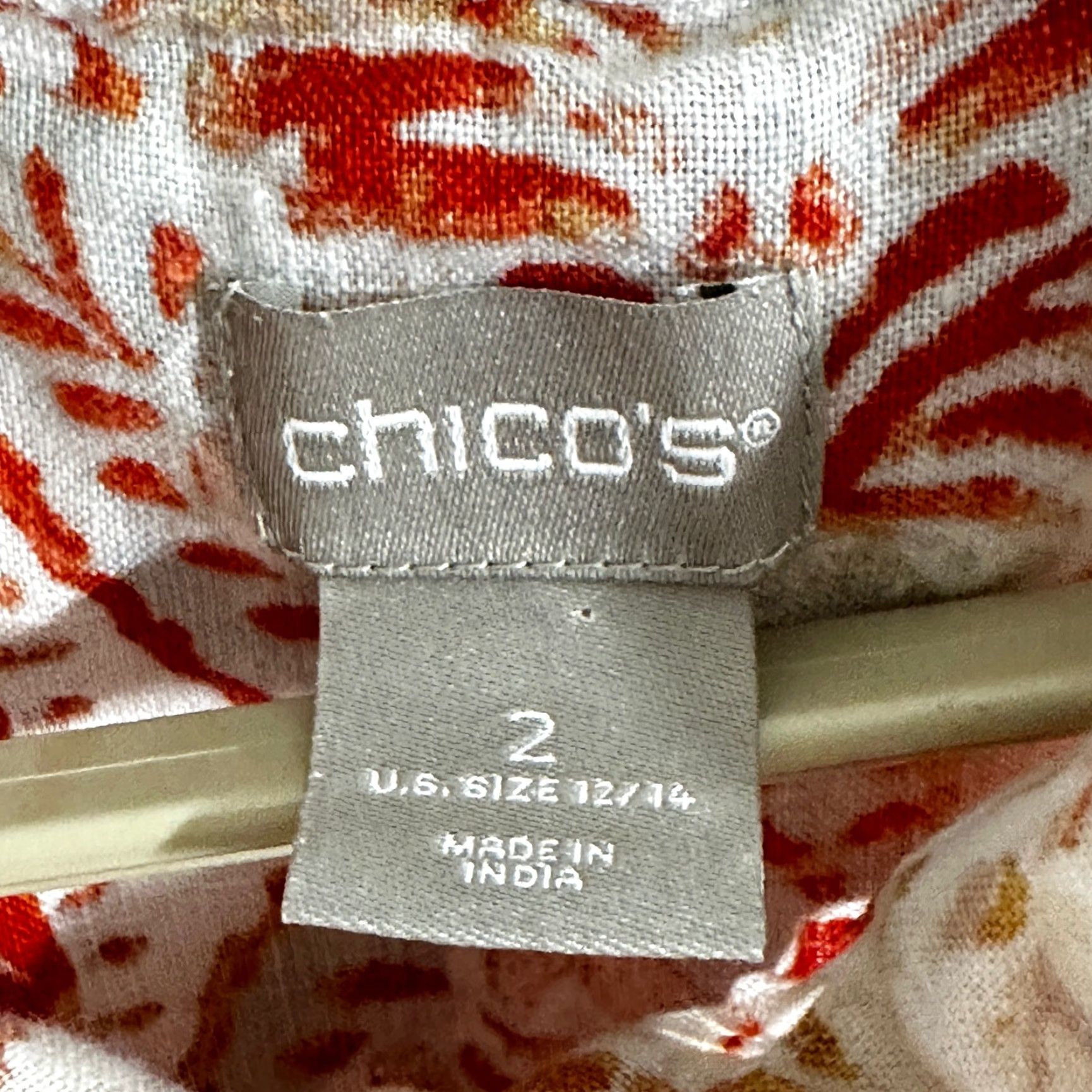 Vintage Chicos Tunic 100% Linen Blouse Orange Paisley Lagenlook Artsy Bohemian Linen Top Womens 12 Long Sleeve Casual Dressy Vintage? Size XL / US 12-14 / IT 48-50 - 5 Thumbnail