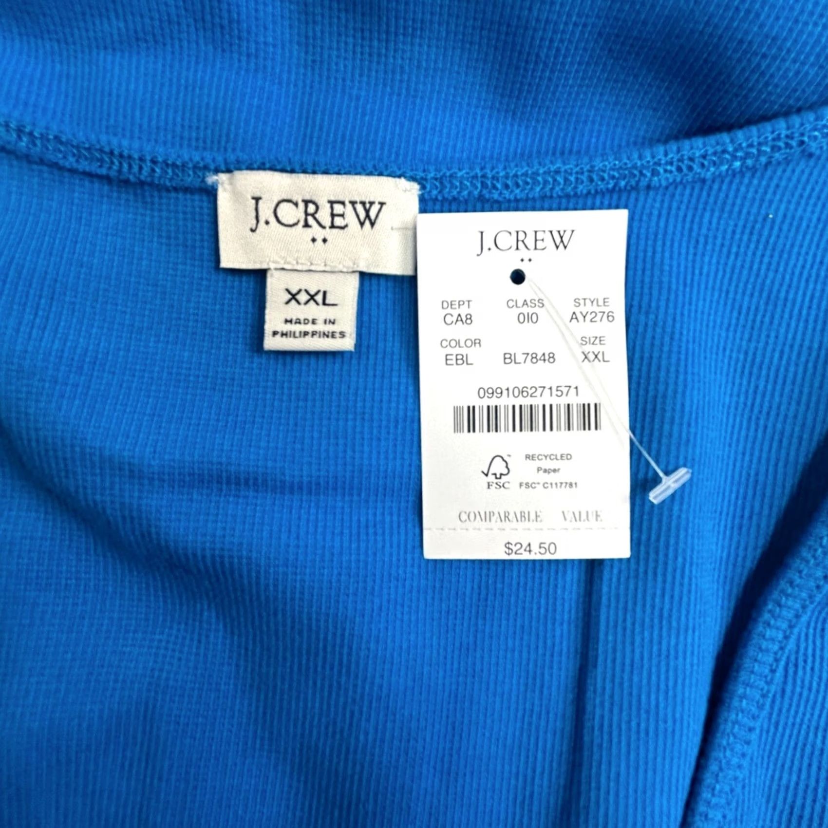 J.Crew J.Crew Women's Tank Top XXL Blue Scoop Neck Casual Ribbed Cotton Style AY276 Size XXL / US 16-18 / IT 52-54 - 3 Thumbnail
