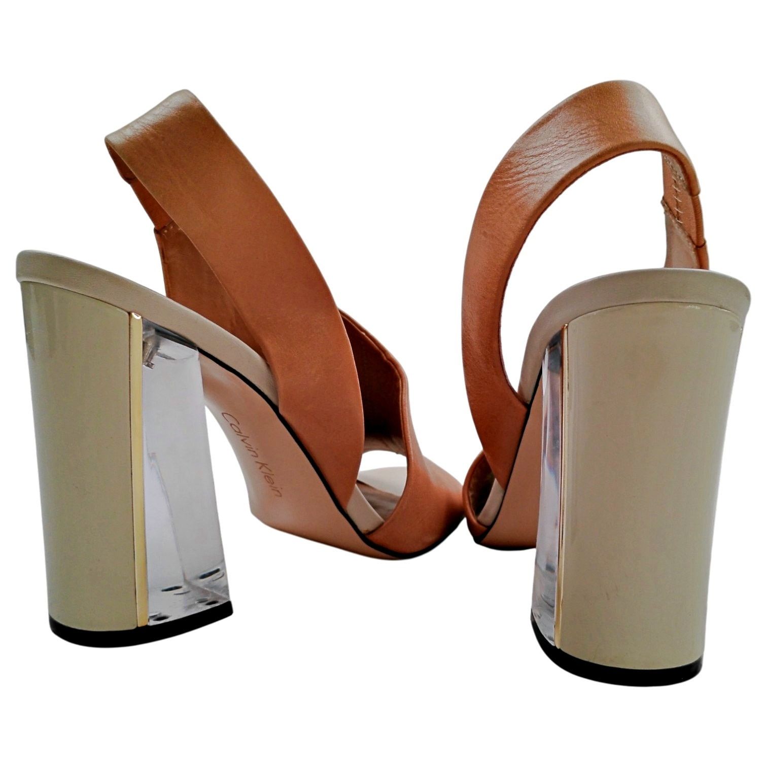 Calvin Klein Calvin Klein Linnette Luxor Lucite Heel Wedge Sandal Shoe Size US 7 / IT 37 - 3 Thumbnail