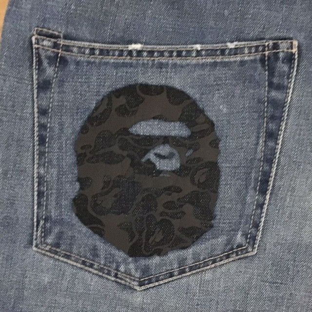 Bape × Nigo 🔥Aoyama Limited🔥 BAPE camo APE HEAD denim pants ★size XL Size US 36 / EU 52 - 4 Thumbnail