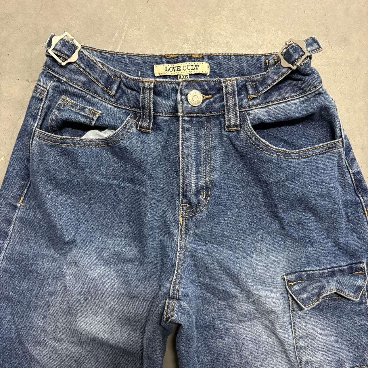 Vintage Crazy Vintage Y2K/2000s Baggy Skater Style Cargo Denim Pants! Size 24" / US 00 / IT 34 - 2 Thumbnail