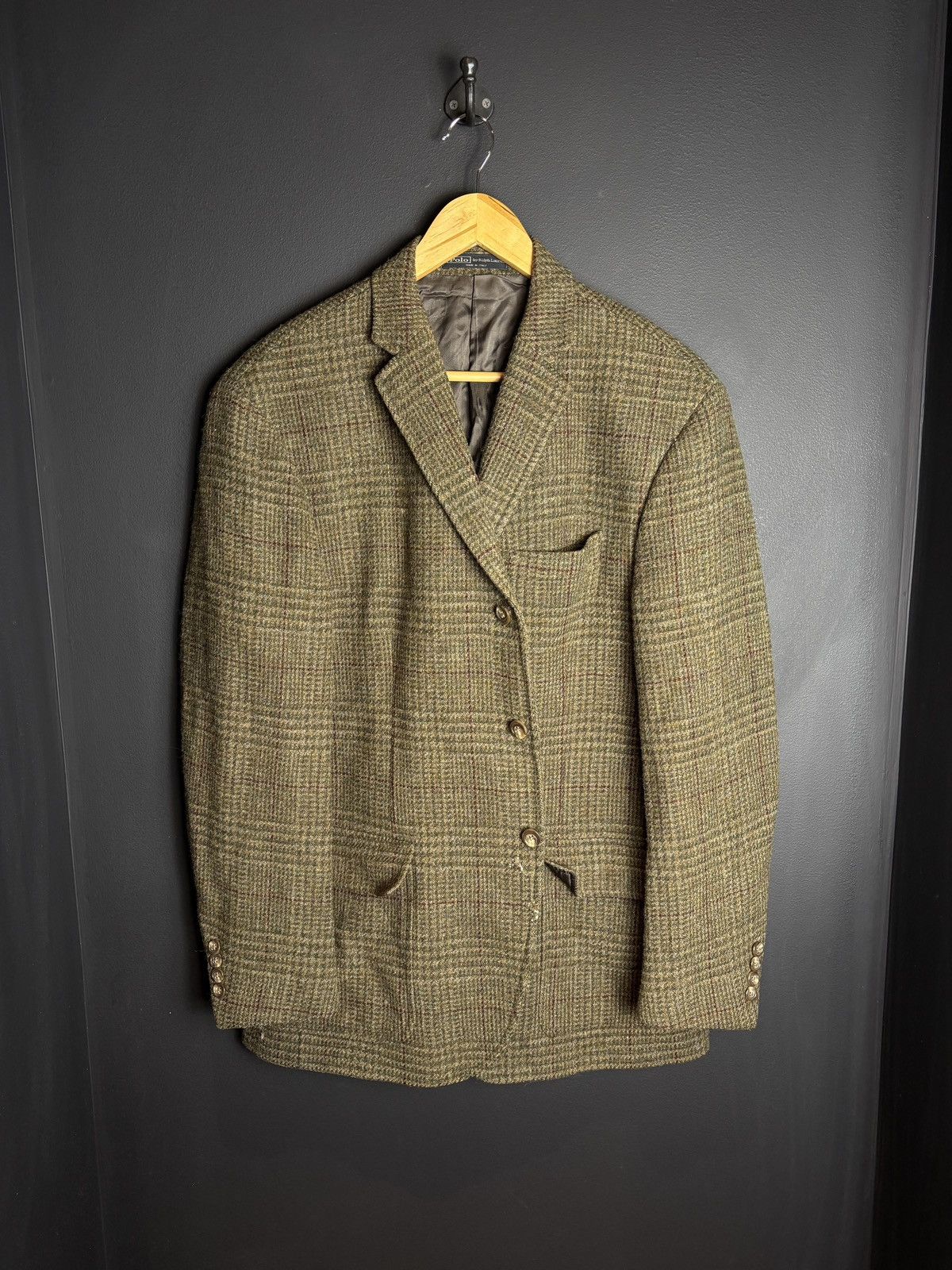 Harris Tweed × Polo Ralph Lauren × Vintage Vintage Polo Ralph Lauren Blazer Vintage Tweed Wool Plaid Size 44R - 1 Thumbnail