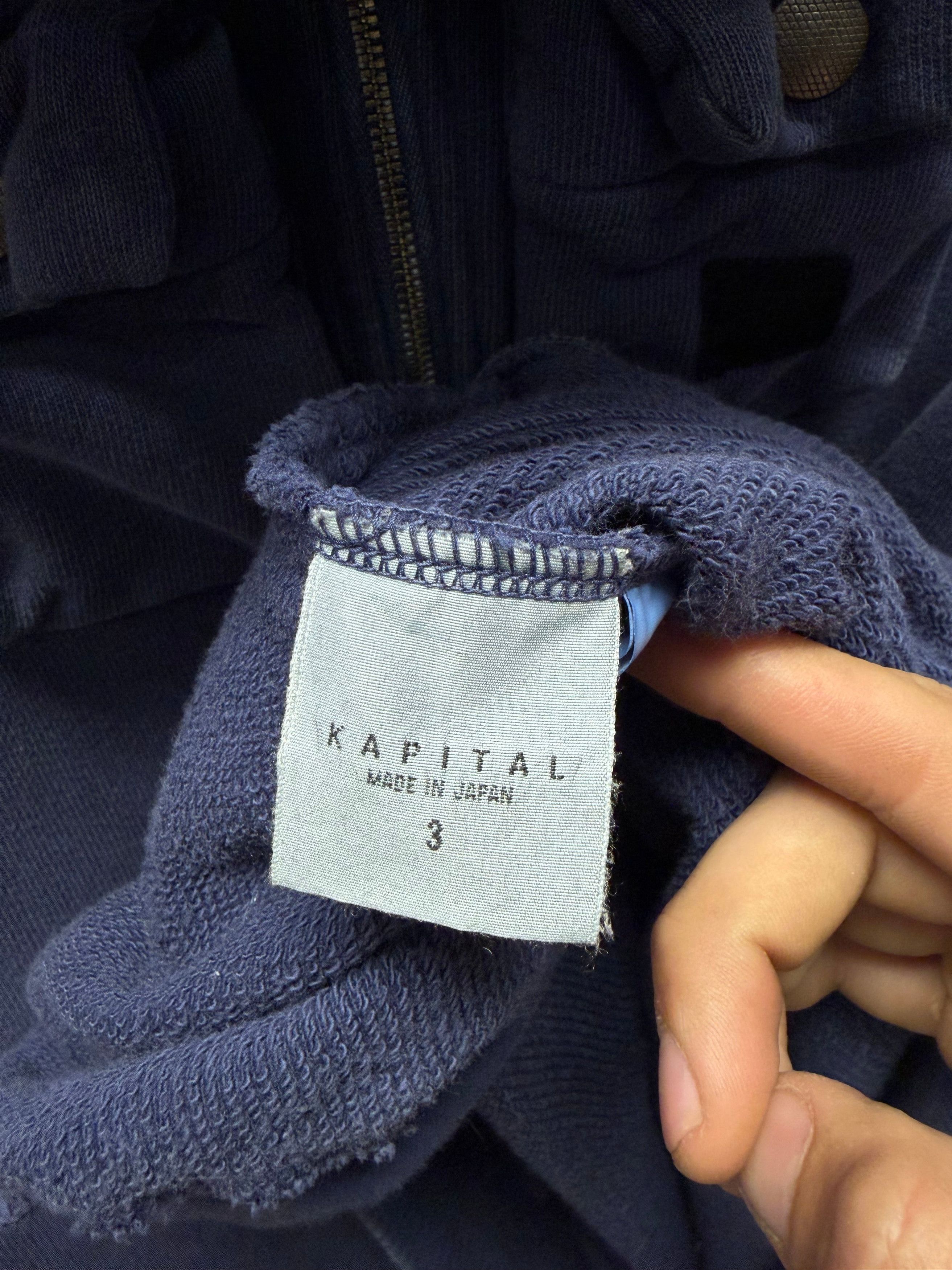 Kapital Kapital ‘Nickel 4’ Quarter Zip Dyed Blue Cargo Pocket Sweatshirt Size US L / EU 52-54 / 3 - 5 Thumbnail