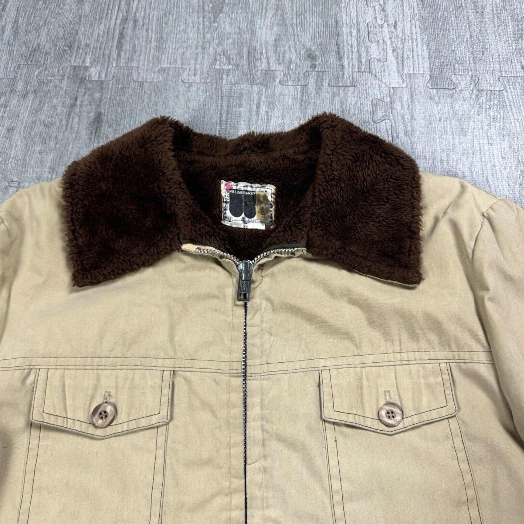 Vintage VINTAGE William Barry TAN Faux Fur Lined Jacket Coat Full Zip USA Made 44 Men Regular Jacket Size US S / EU 44-46 / 1 - 2 Thumbnail
