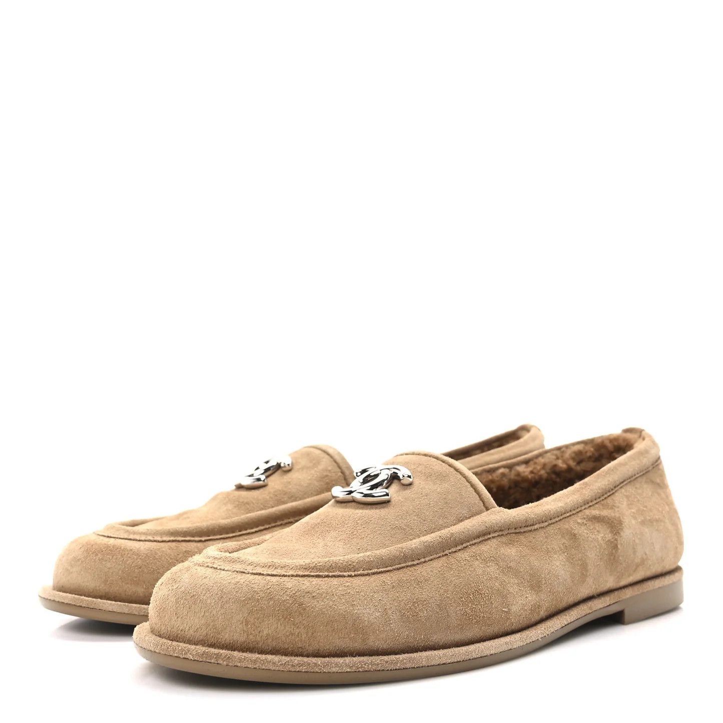 Chanel os11x0326 Suede Loafers in Beige Size US 10 / EU 43 - 4 Thumbnail