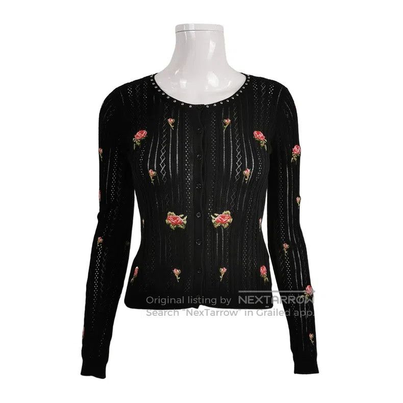 Valentino Valentino Cotton floral pattern crew neck button-down knit Size M / US 6-8 / IT 42-44 - 1 Thumbnail