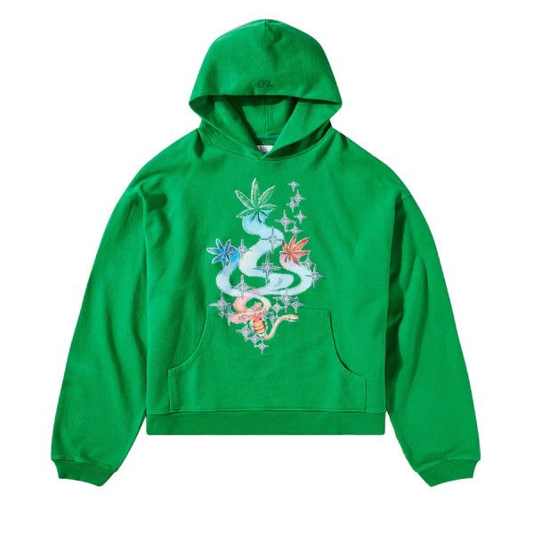 ERL o1mle0724 Leaf-Print Cotton Hoodies in Green Size US S / EU 44-46 / 1 - 1 Thumbnail
