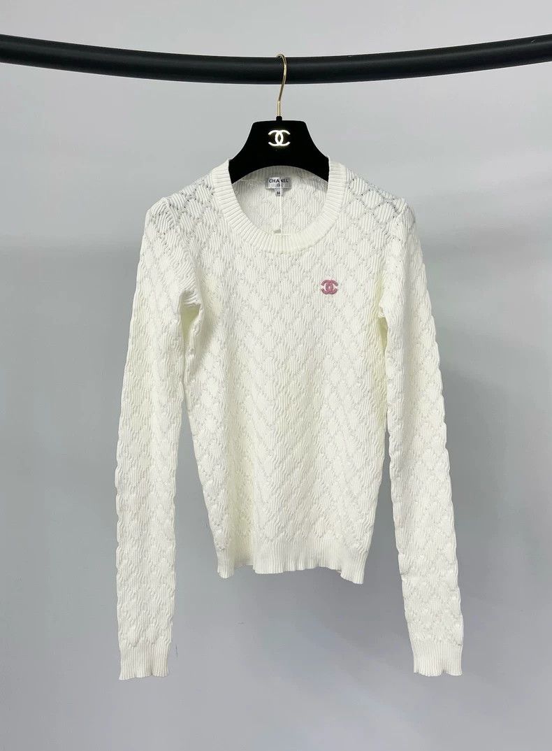 Chanel Chanel White diamond checkered knitwear sweater Size XS / US 0-2 / IT 36-38 - 1 Thumbnail
