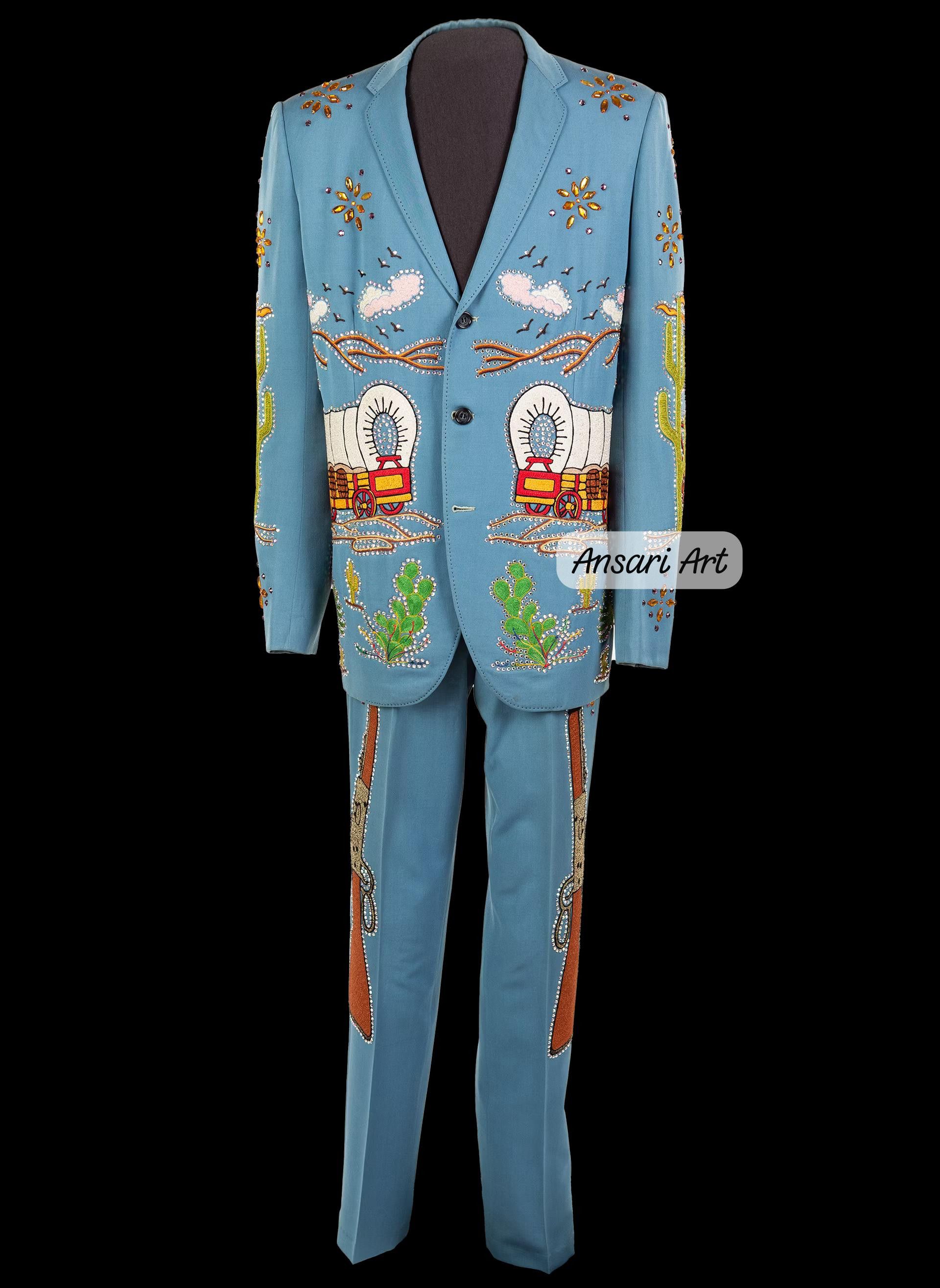 Other Men 2PC Customized floral, Gun embroidery western outfit Size 44L - 1 Thumbnail