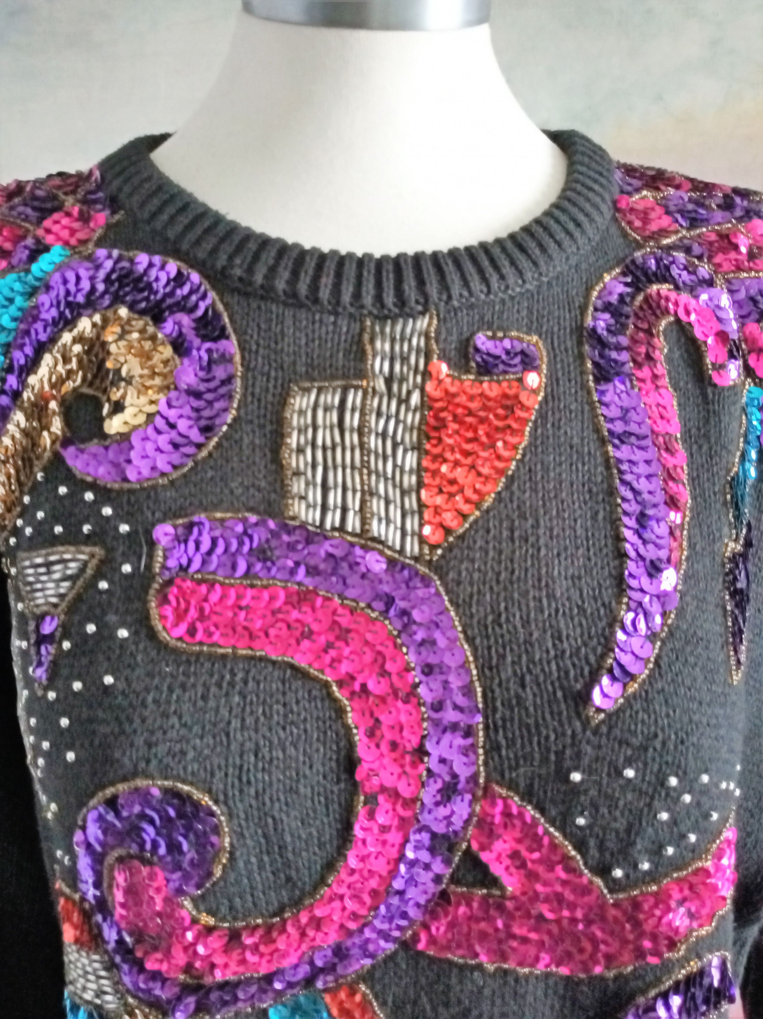 Vintage Unisex True Vintage Sequin Sweater Size ONE SIZE - 10 Thumbnail