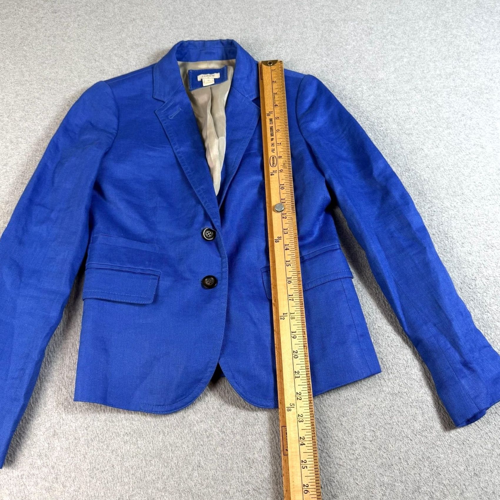J.Crew J.CREW Blazer Women 0 Linen Button Two-Button Notch Front Petite Office Career Lightweight Blue Jacket Size XS / US 0-2 / IT 36-38 - 5 Thumbnail