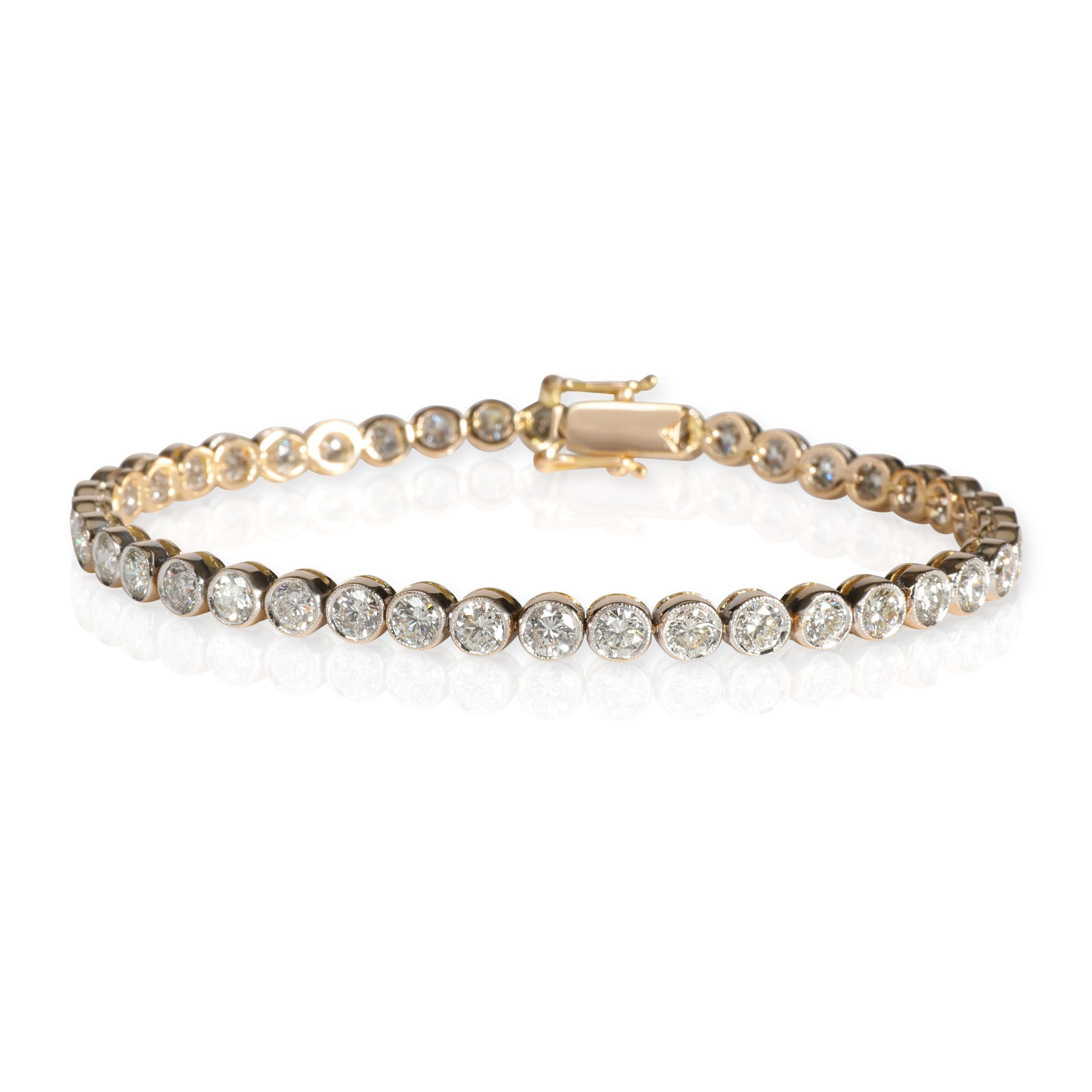 Bezel Set Diamond Bracelet in 18K 2 Tone Gold 4.90 CTW