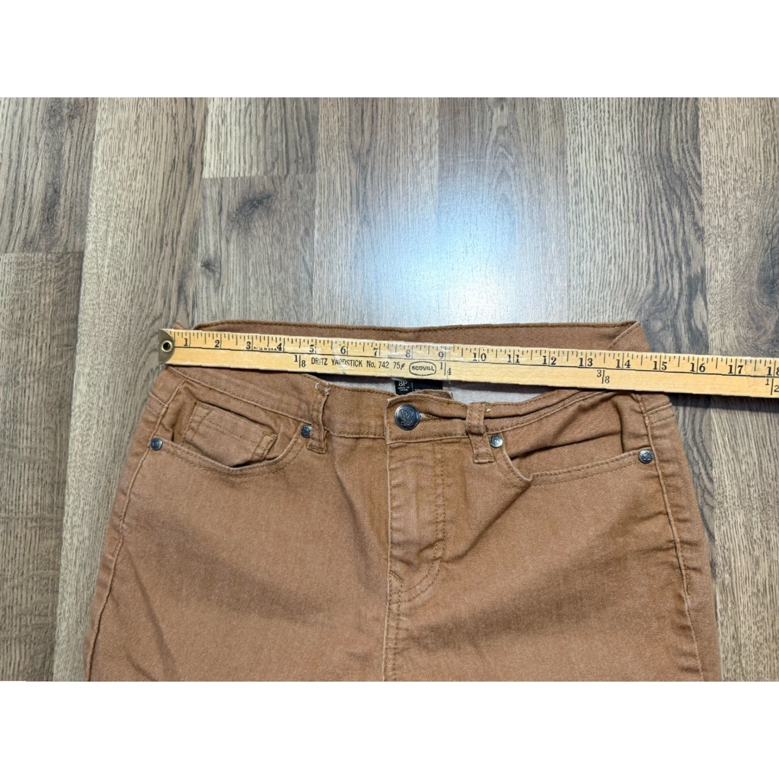 Vintage DG2 Pants Women 8P Petite Brown Khaki Straight Fit Mid Rise Pockets Casual Shirt? Size 30" / US 8 / IT 44 - 6 Thumbnail