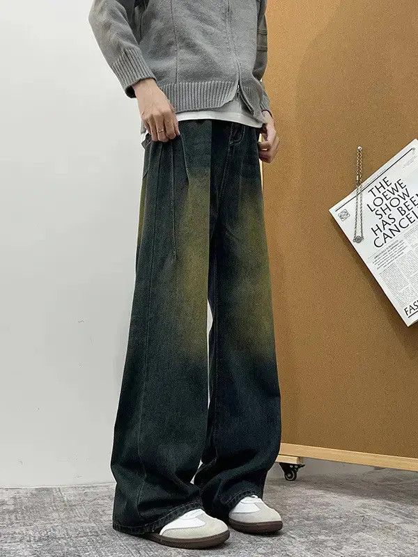 Japanese Brand Retro loose micro flared straight leg jeans Size US 32 / EU 48 - 3 Thumbnail