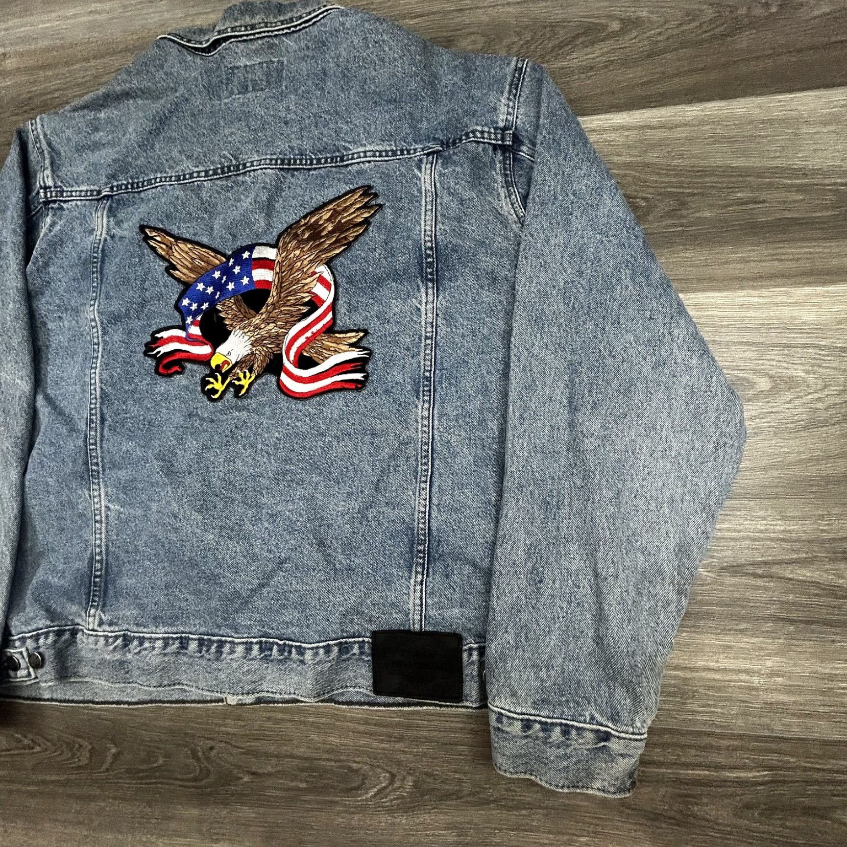Harley Davidson VINTAGE Harley-Davidson Denim Jacket Mens 2XL Blue Eagle USA Flag Biker 90s Size US XXL / EU 58 / 5 - 6 Thumbnail