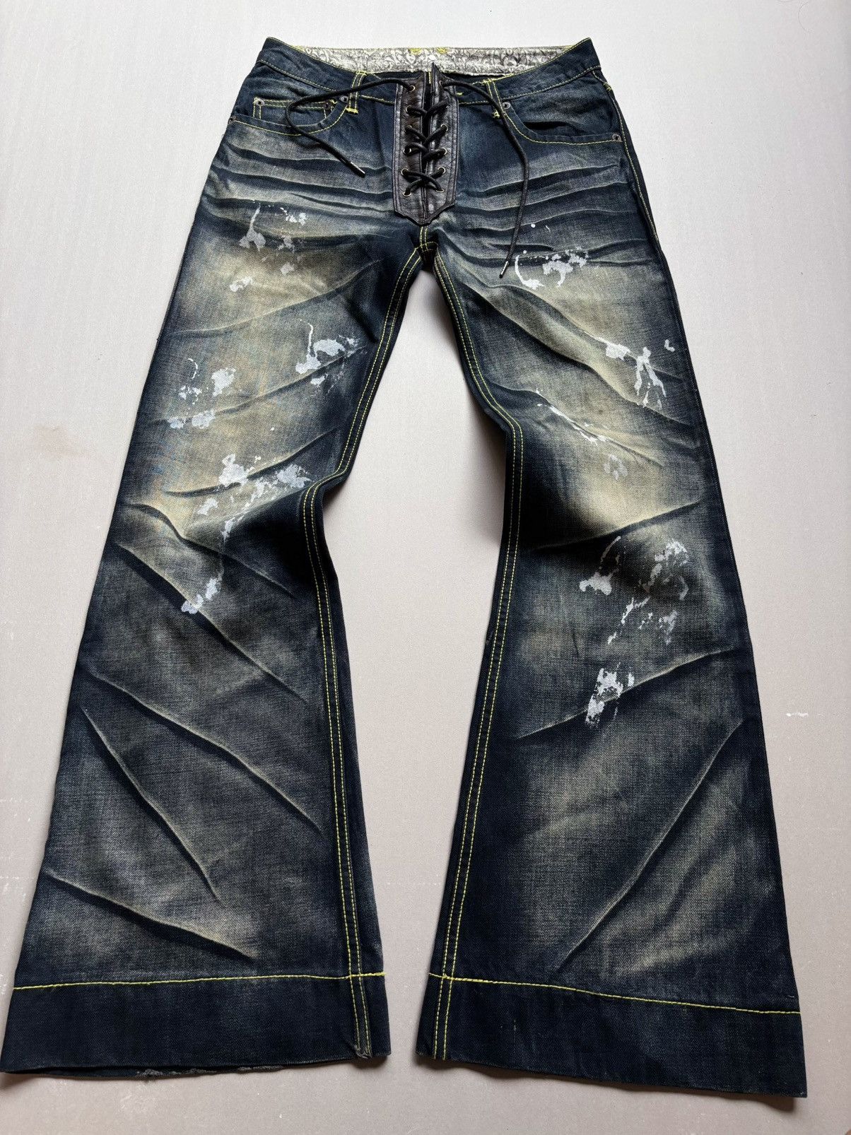 Japanese Brand Glad news Lace up flare jeans LHSIZE29 Size US 29 - 1 Thumbnail