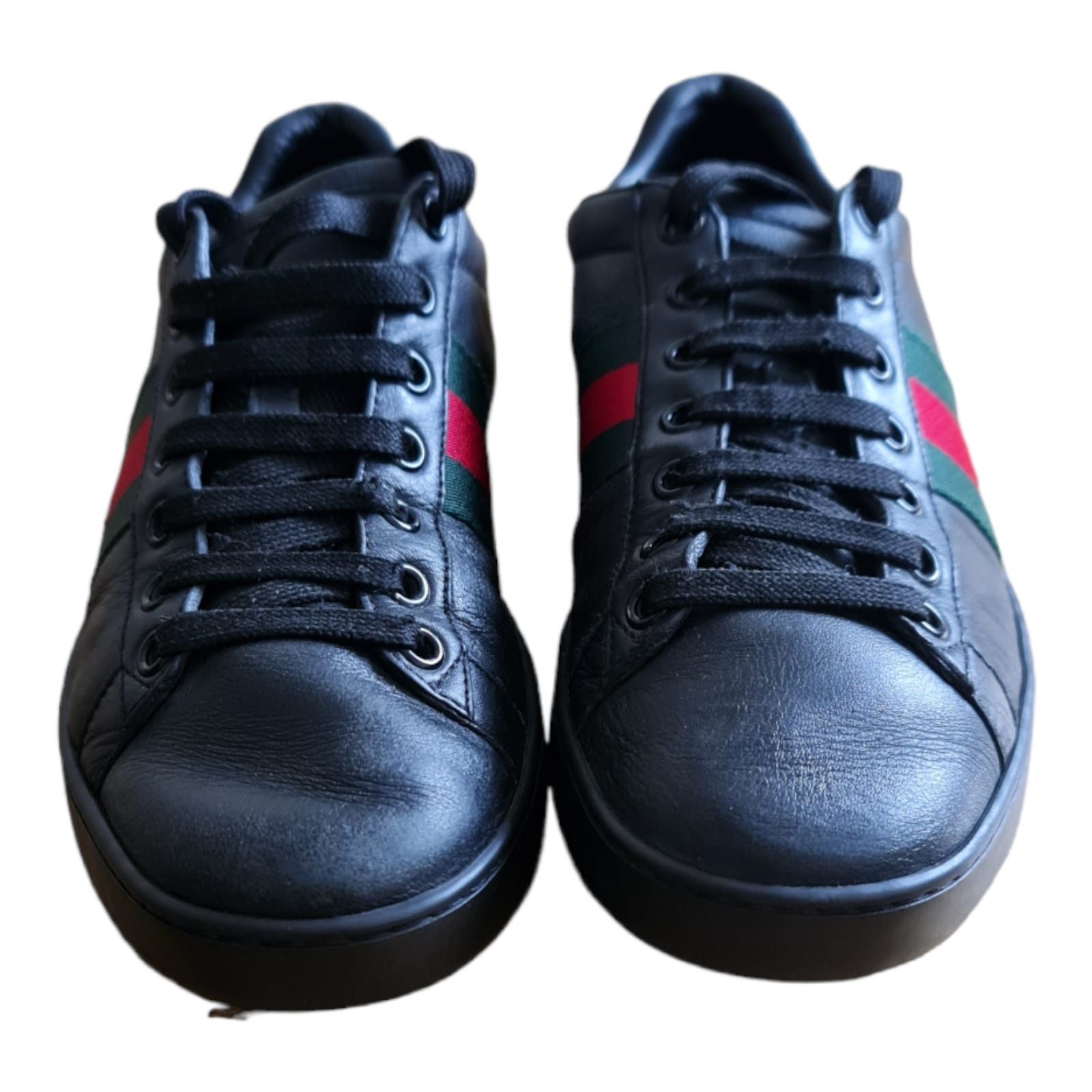 Gucci GUCCI ACE BLACK Unisex LEATHER SHOES TRAINERS SNEAKER Size US 5 / IT 35 - 14 Thumbnail