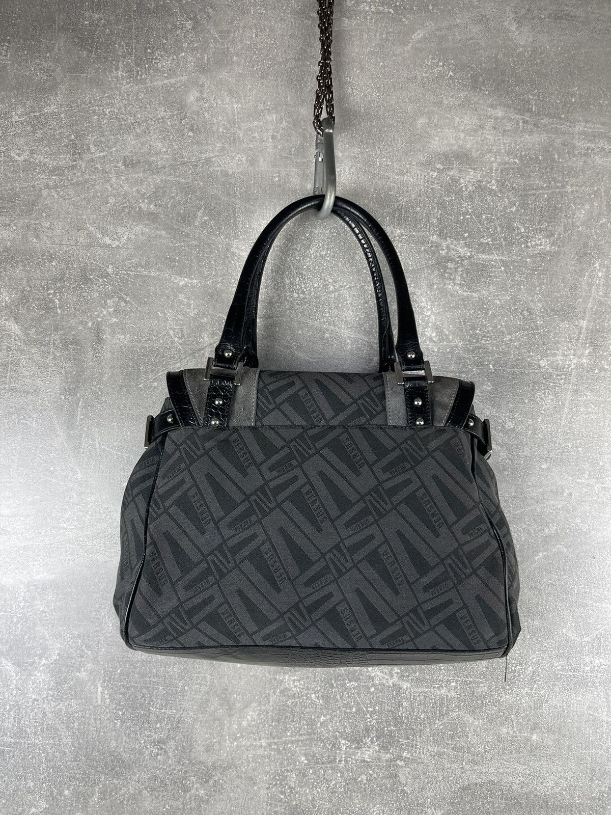 Versus Versace Versus Versace Studded Logo Jacquard Leather Trim Handbag Size ONE SIZE - 5 Thumbnail