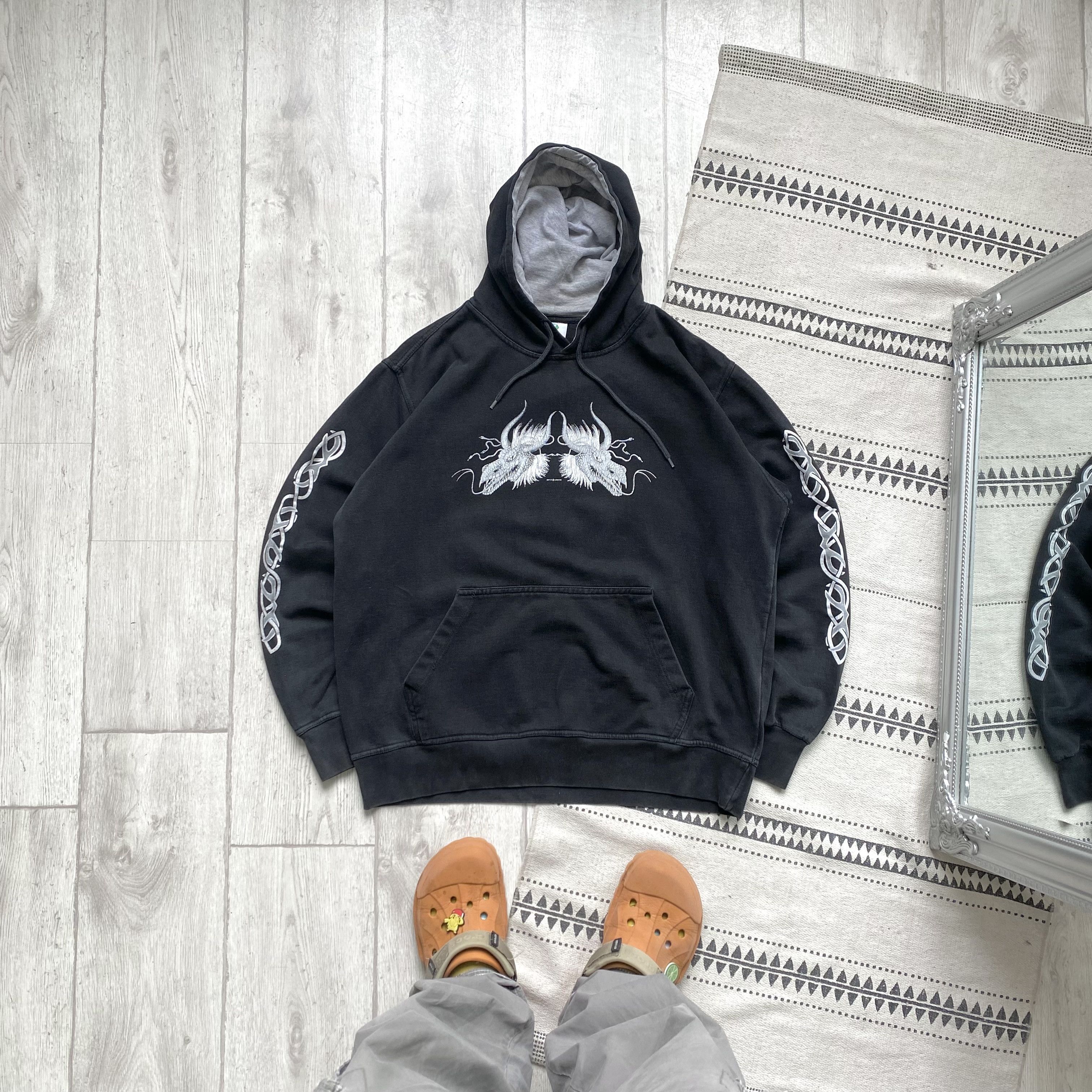 Japanese Brand 🐲 Vintage Japanese Tribal Dragon hoodie Y2K Thrashed Size US L / EU 52-54 / 3 - 2 Thumbnail