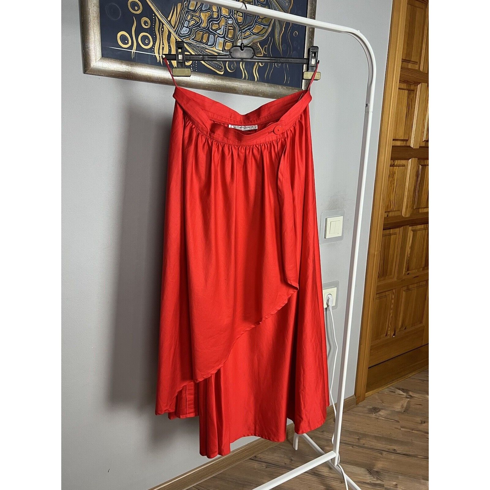 Yves Saint Laurent RARE! YSL Saint Laurent Variation VTG Red Long Wrap Skirt Si Size 29" - 1 Thumbnail
