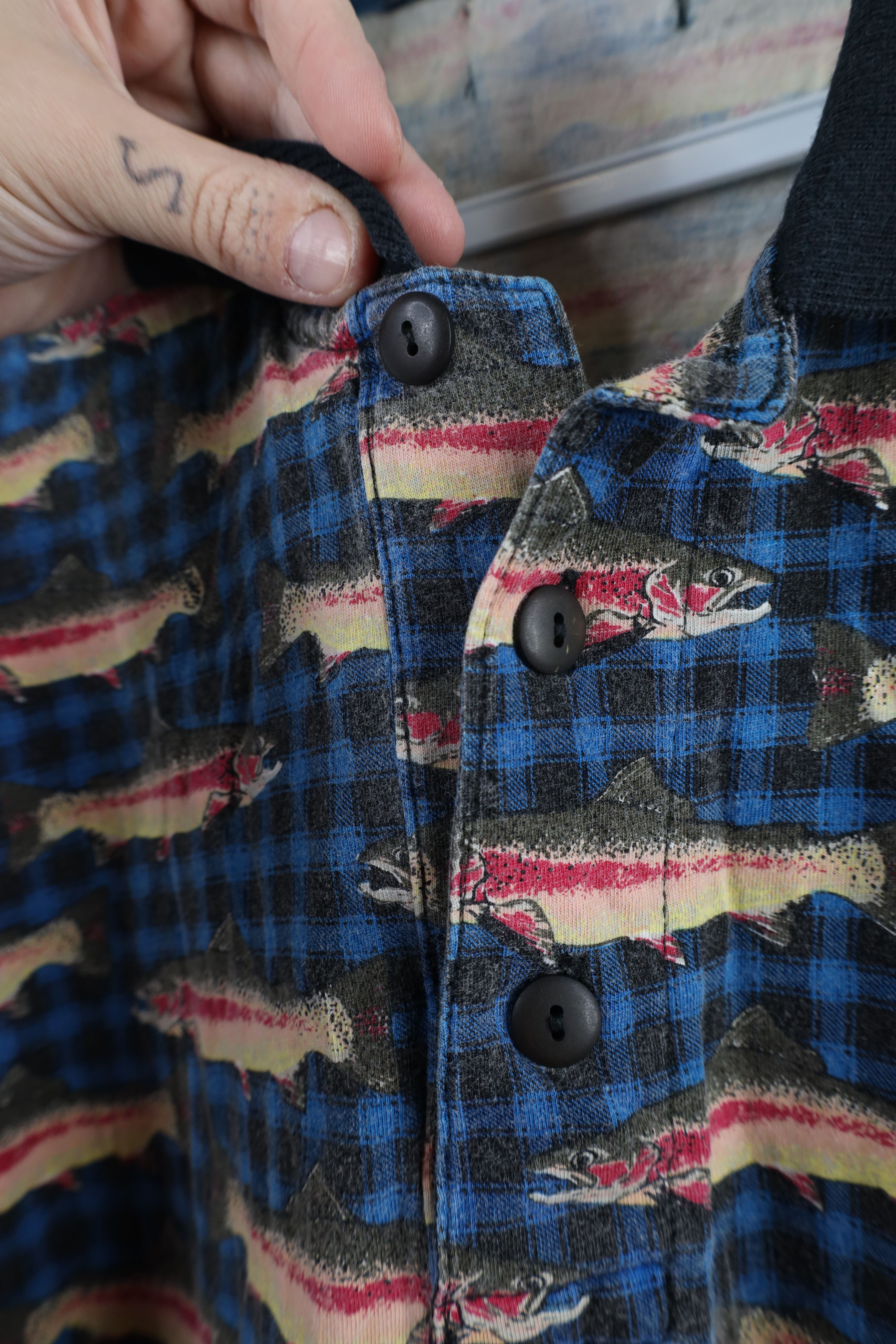 Vintage Vintage 90s Streetwear All Over Print Collared Sleep Shirt Size US M / EU 48-50 / 2 - 6 Thumbnail