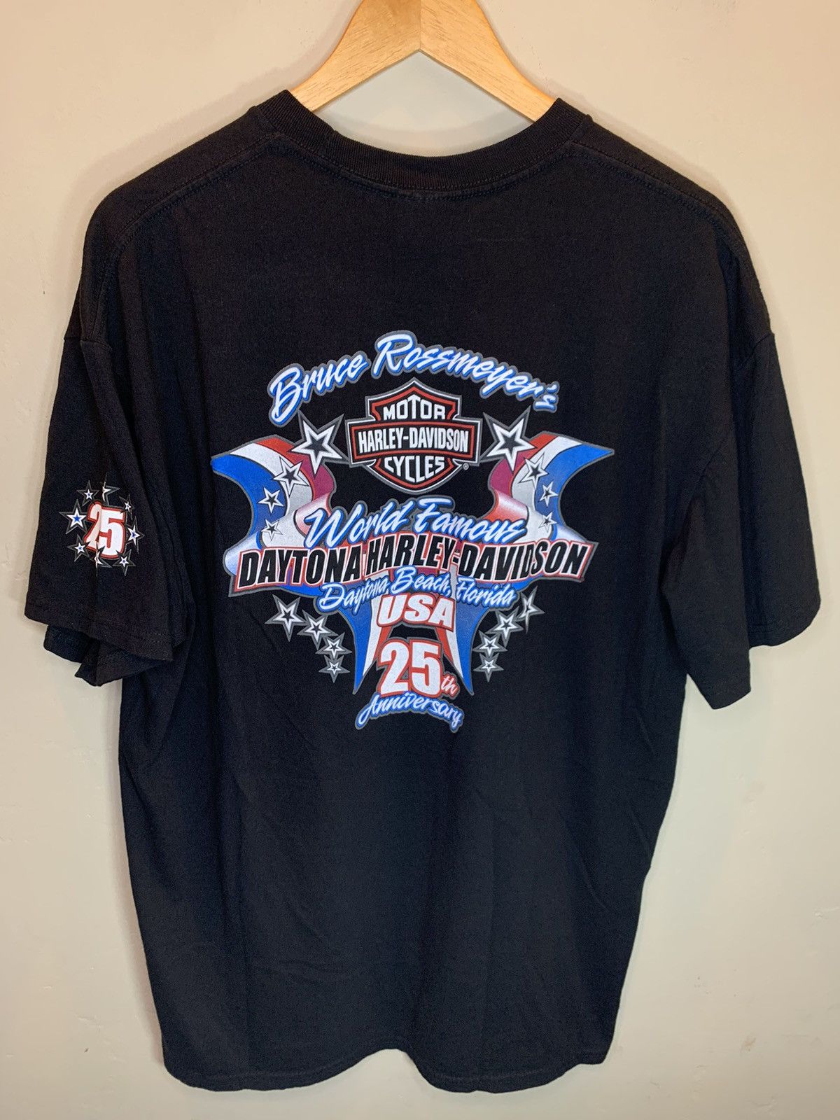 Harley Davidson RARE* Vintage Harley Davidson Daytona 25th Biker Art T-Shirt Size US XL / EU 56 / 4 - 2 Thumbnail
