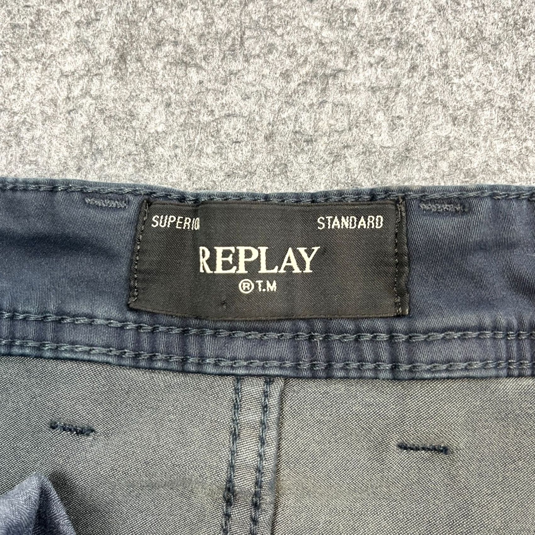 Replay Replay Chino Trousers Pants Slim Tapered Fit 33 Navy Blue Stretch Preppy Men’s Size US 33 - 7 Thumbnail