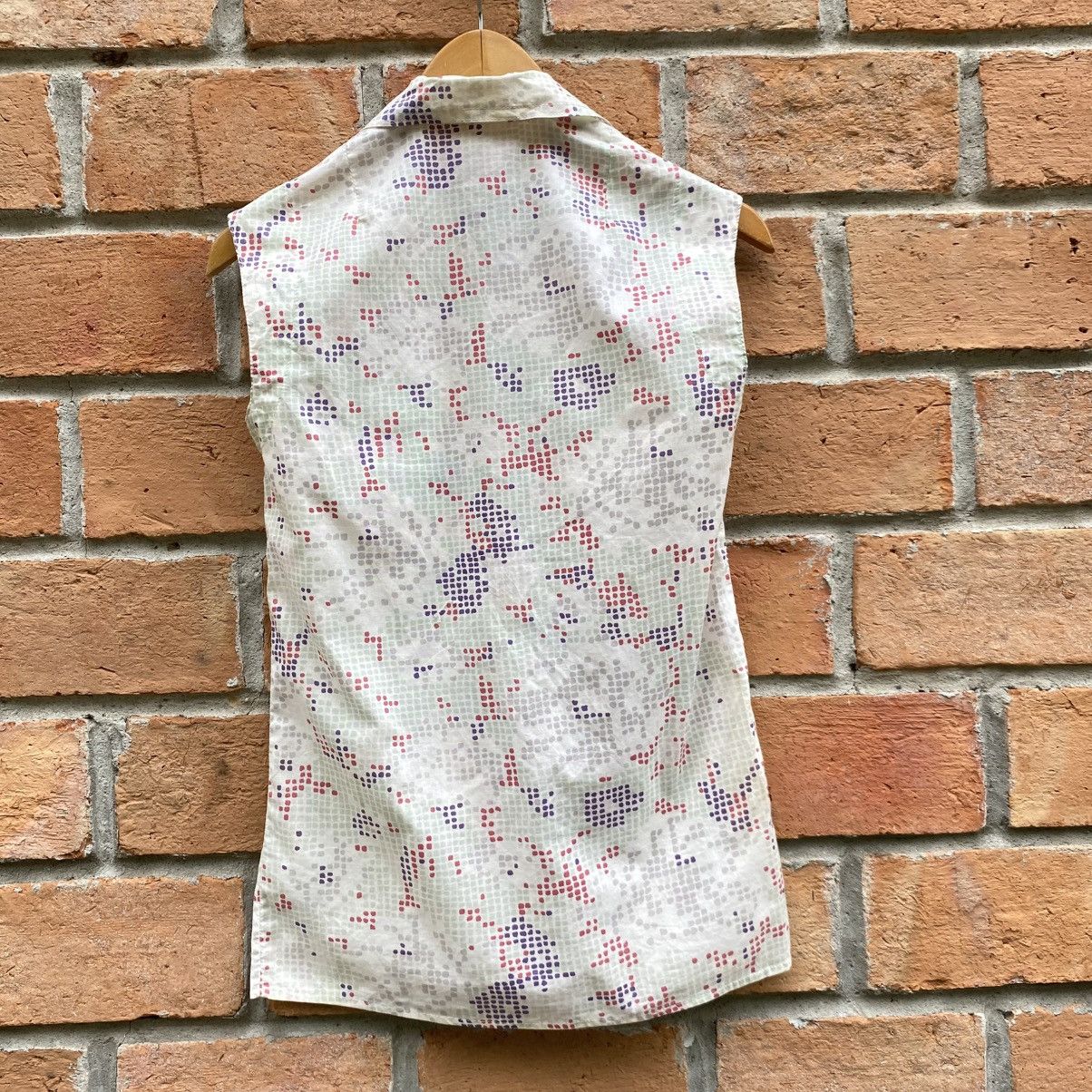 Kenzo Kenzo White Sleeveless Printed Button-Up Shirt Size S / US 4 / IT 40 - 5 Thumbnail