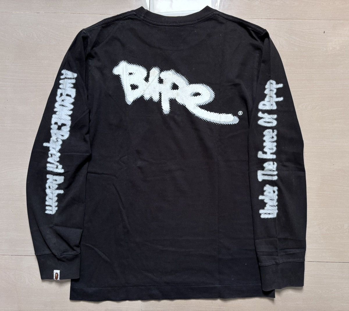 Bape × Stussy RARE Bape x Stussy L/S T Shirt Large Black/White