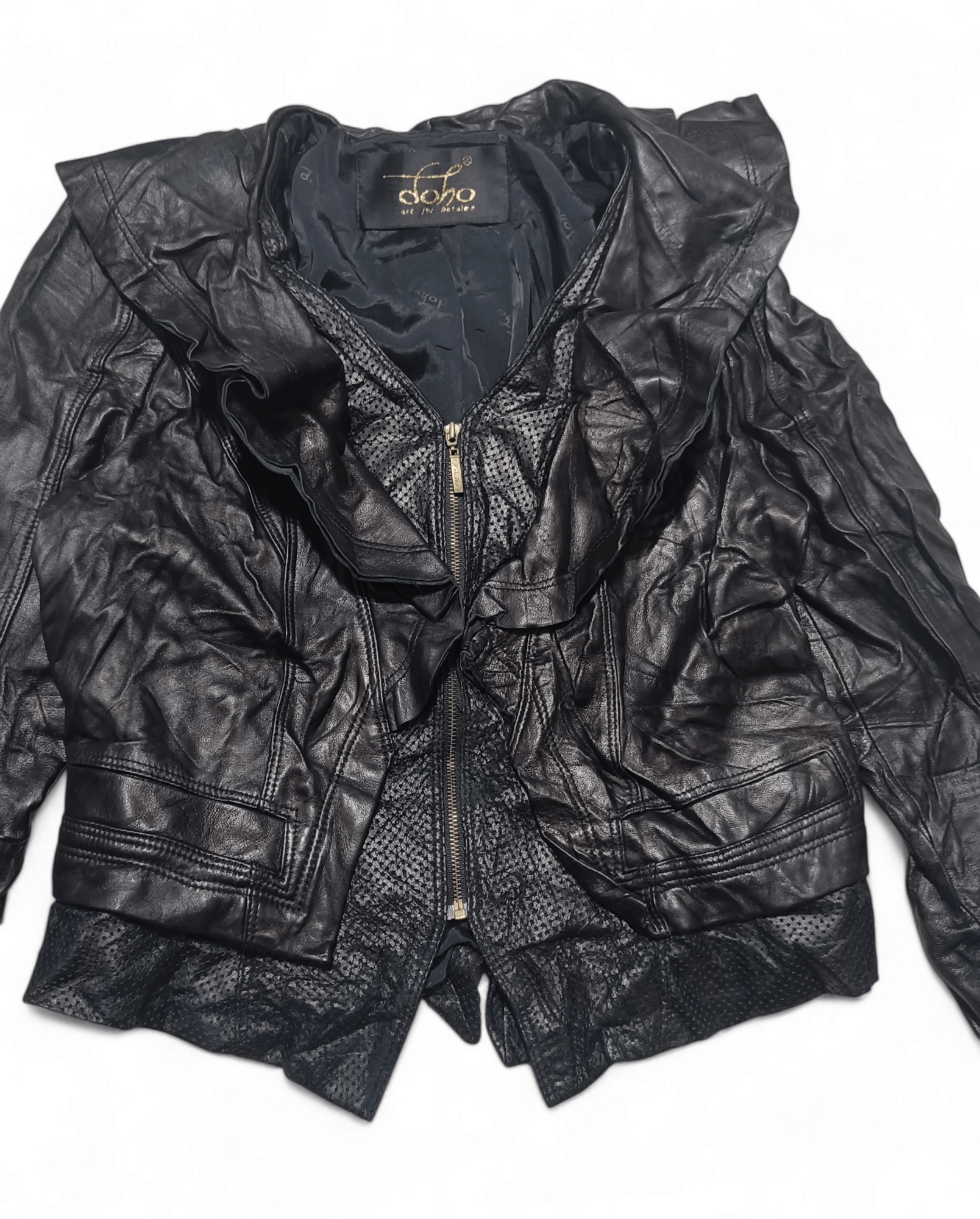 Vintage Vintage Y2K DOHO Women's Sheepskin Crumpled Leather Jacket Size S / US 4 / IT 40 - 5 Thumbnail