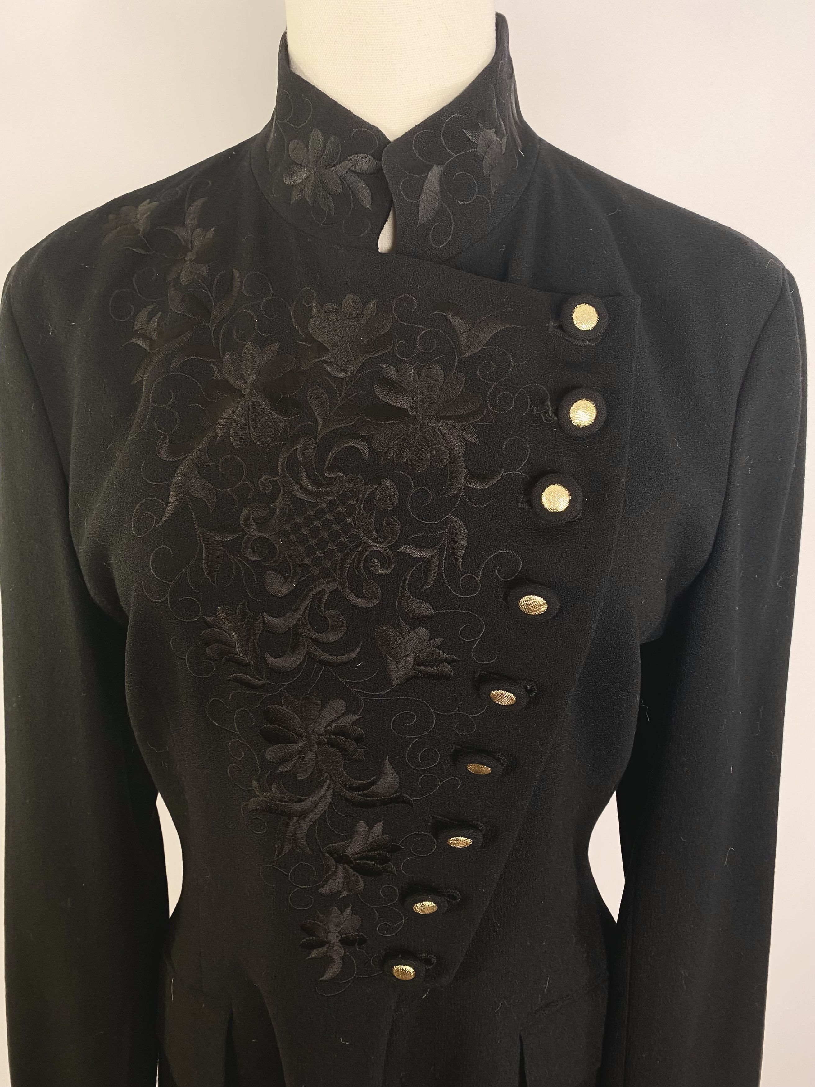 Designer Black & Gold Military Tailor Jacket - Jessica Size L / US 10 / IT 46 - 10 Thumbnail