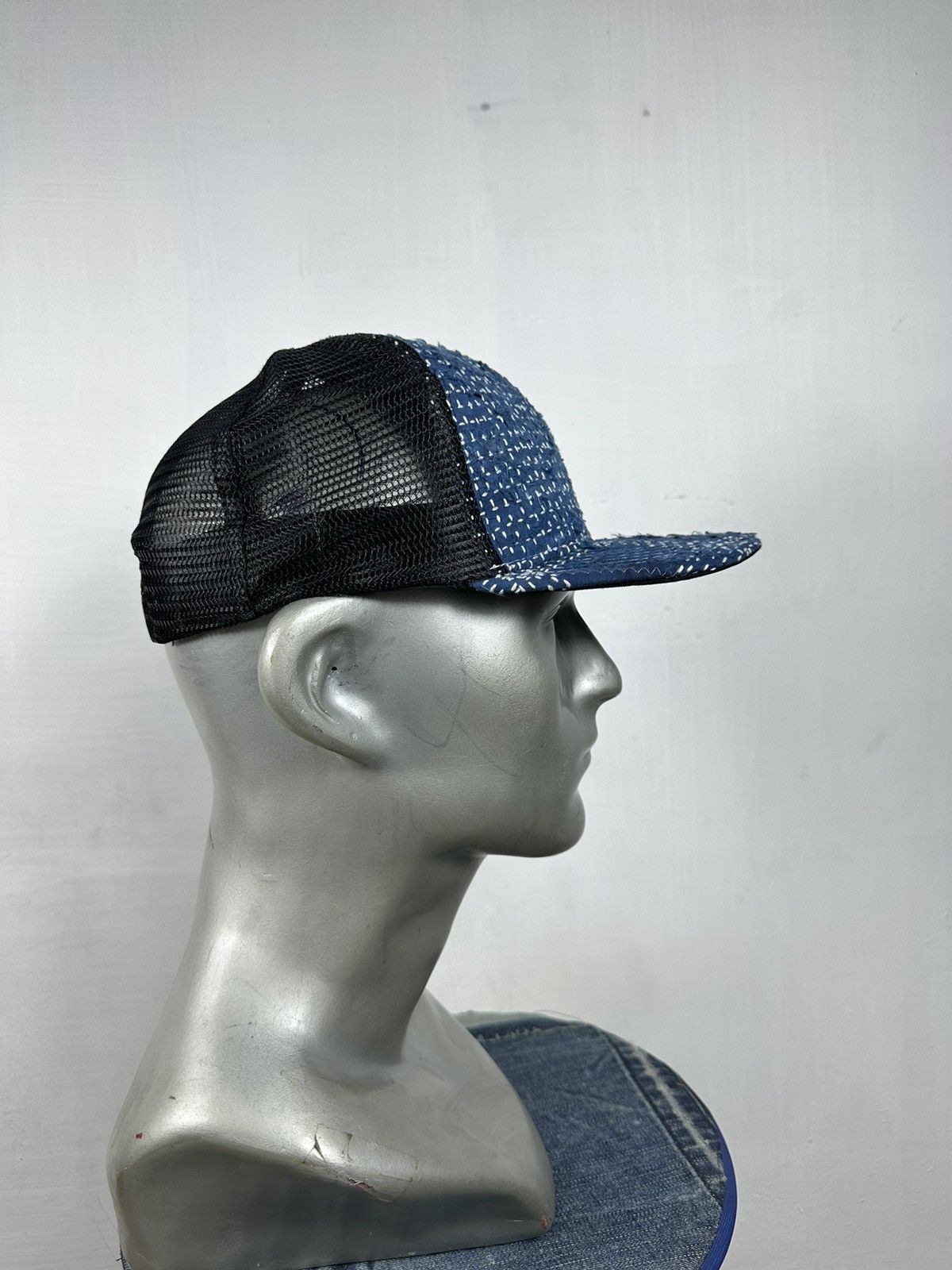Handmade Custom Made Distressed Patchwork Boro Trucker hats Size ONE SIZE - 12 Thumbnail