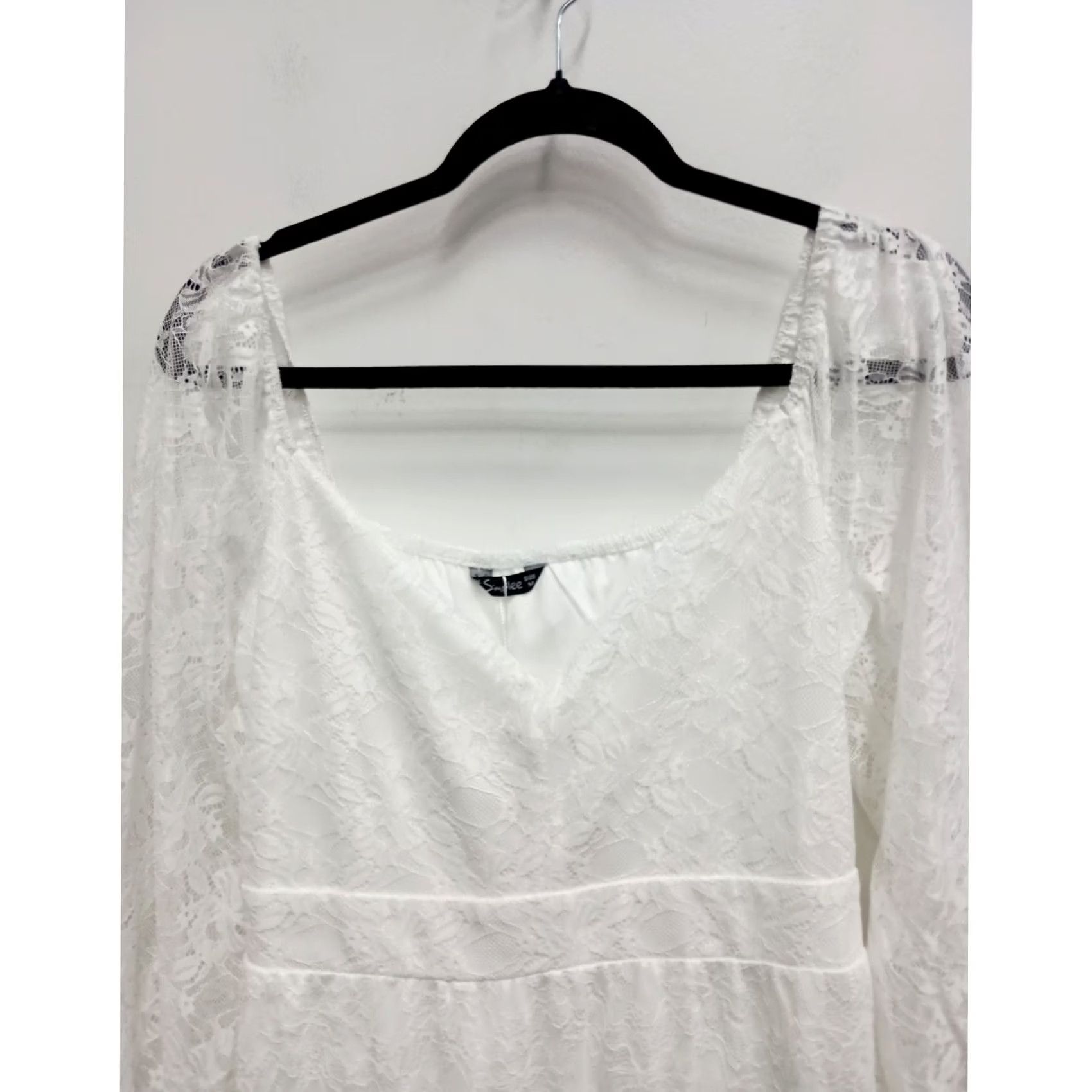 Vintage Simplee Dress Womens Medium White Lace Tiered Midi Boho Romantic Cottagecore Size M / US 6-8 / IT 42-44 - 2 Thumbnail
