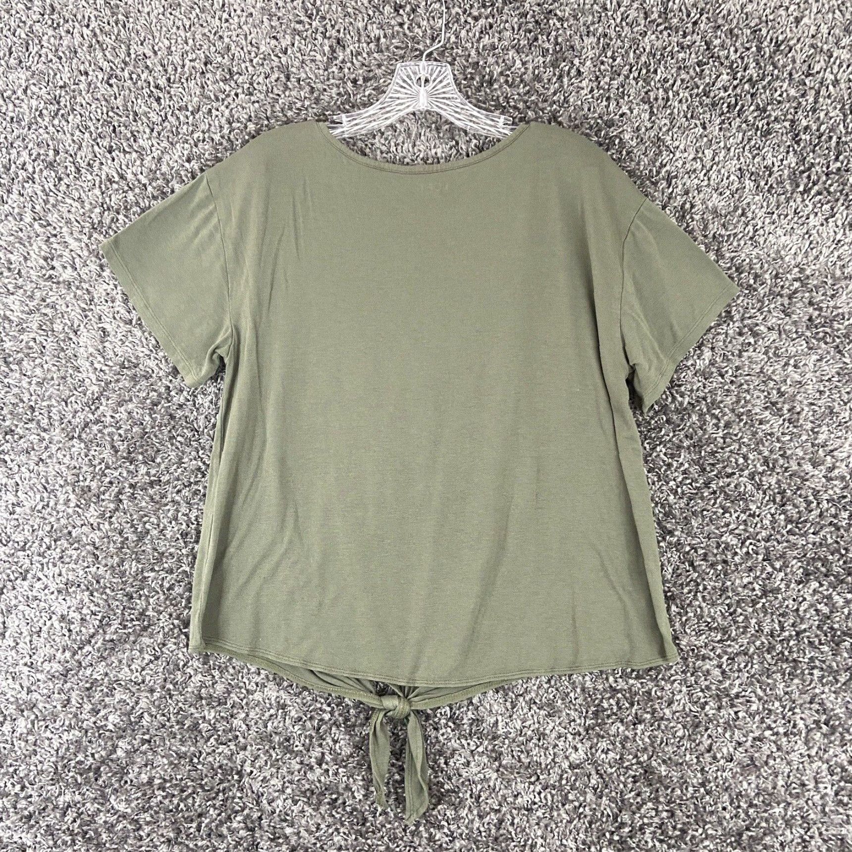 Loft VINTAGE? No. Loft Outlet Women Blouse Short Sleeve Tie Green L Size L / US 10 / IT 46 - 8 Thumbnail