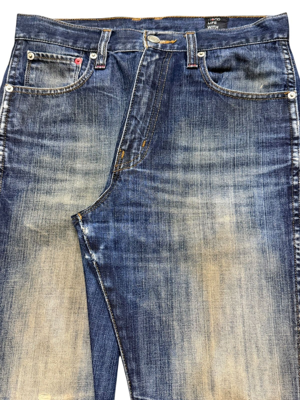 Japanese Brand Vintage Y2K Japan Brand Mud Wash Faded Wide Leg Straight Fit Size US 29 - 4 Thumbnail