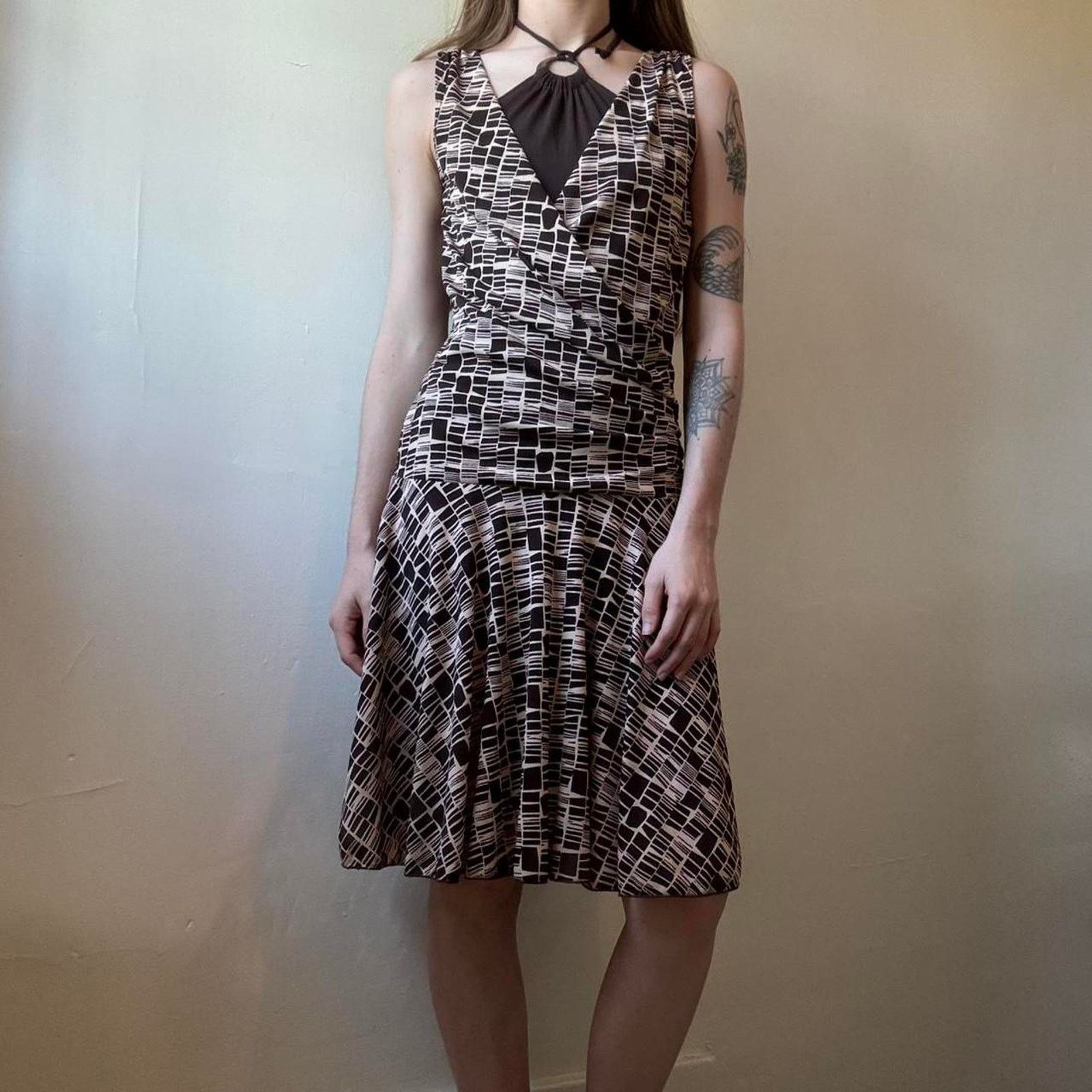 Vintage Vintage IN San Francisco Brown Layered Halter Dress Small Size S / US 4 / IT 40 - 3 Thumbnail