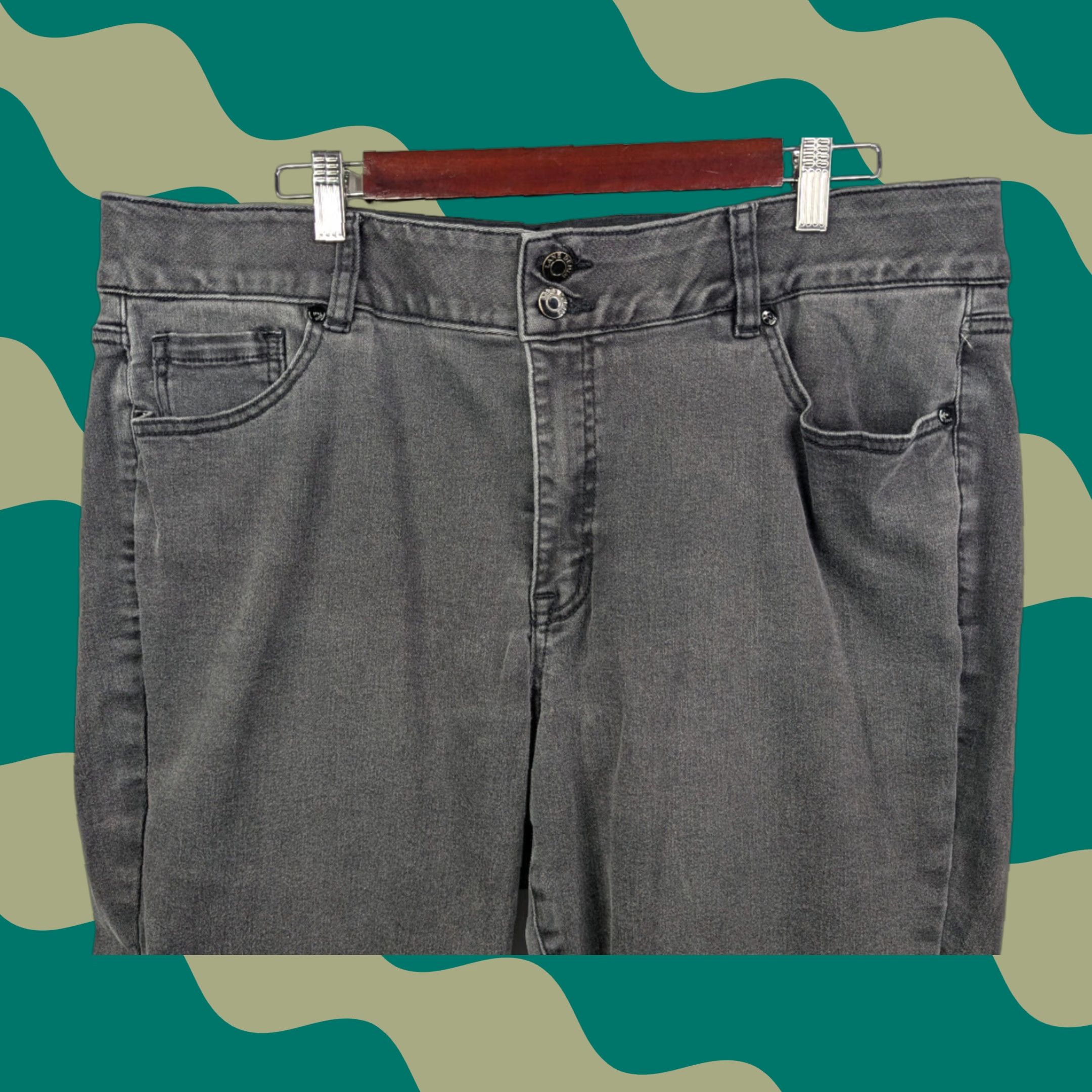 Vintage Lane Bryant Jeans Women's Plus Size 20 Gray High-Rise Bootcut Denim Pants Regular Stretch Zipper Cotton Blend Denim Size 42" / US 20 - 1 Thumbnail