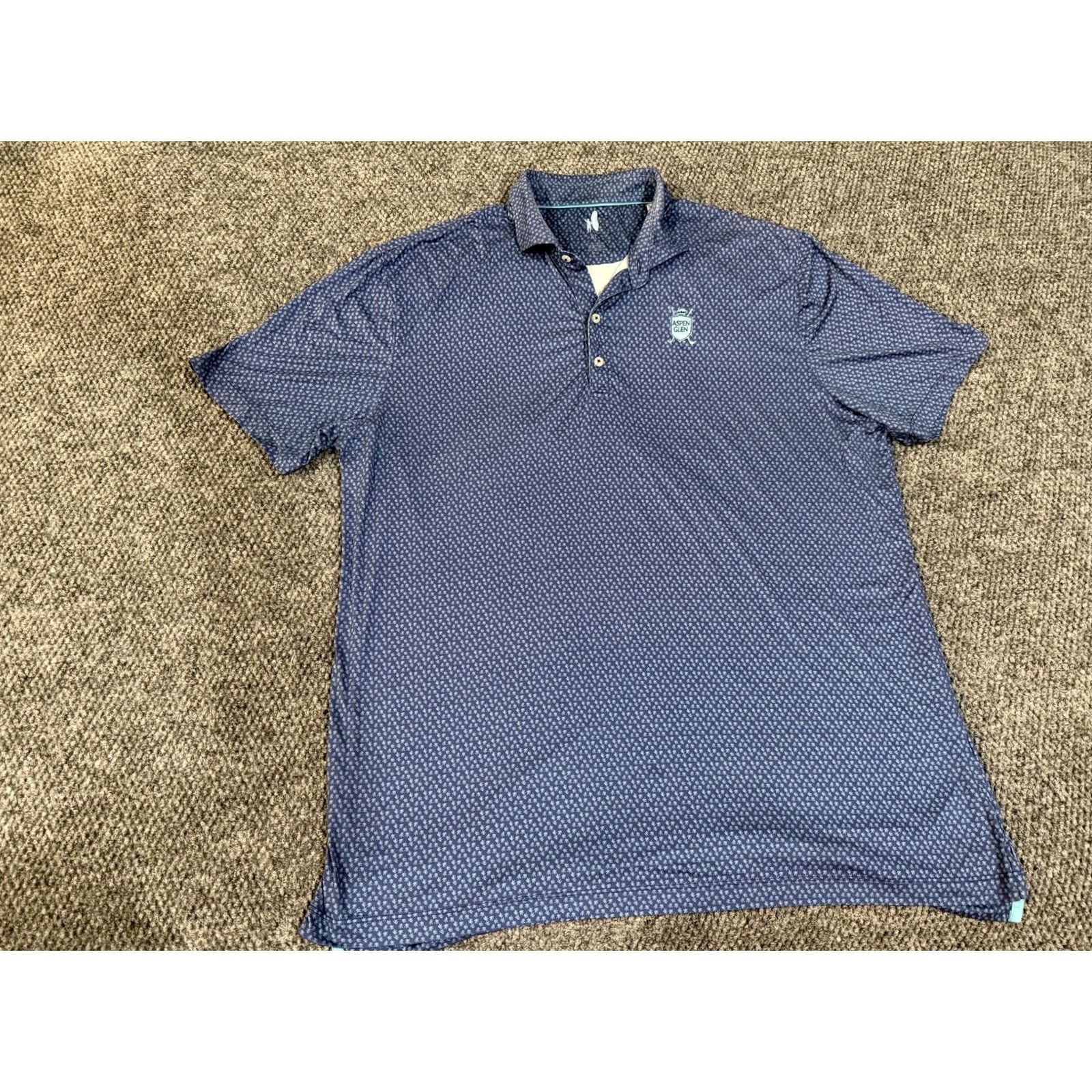 johnnie-O johnnie-O Polo Shirt Mens XL Blue Featherweight Aspen Glen Palm Print Golf Shirt Size US XL / EU 56 / 4 - 2 Thumbnail