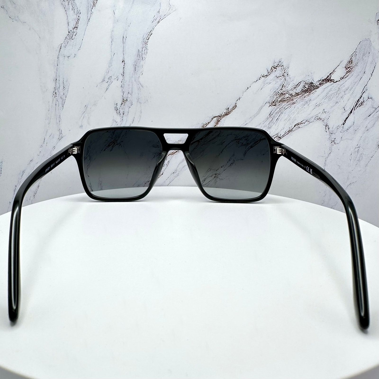 Prada NEW PRADA Sunglasses Black Aviator Pilot Grey Lens Side Logo Size ONE SIZE - 21 Thumbnail