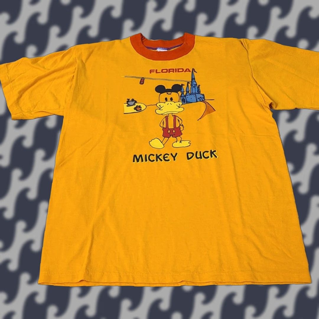 Disney VINTAGE Disney T-Shirt Men Mickey Mouse Donald Duck Crew Neck Short Sleeve Yellow 80s Cartoon Logo Regular Small Mens Size US S / EU 44-46 / 1 - 1 Thumbnail