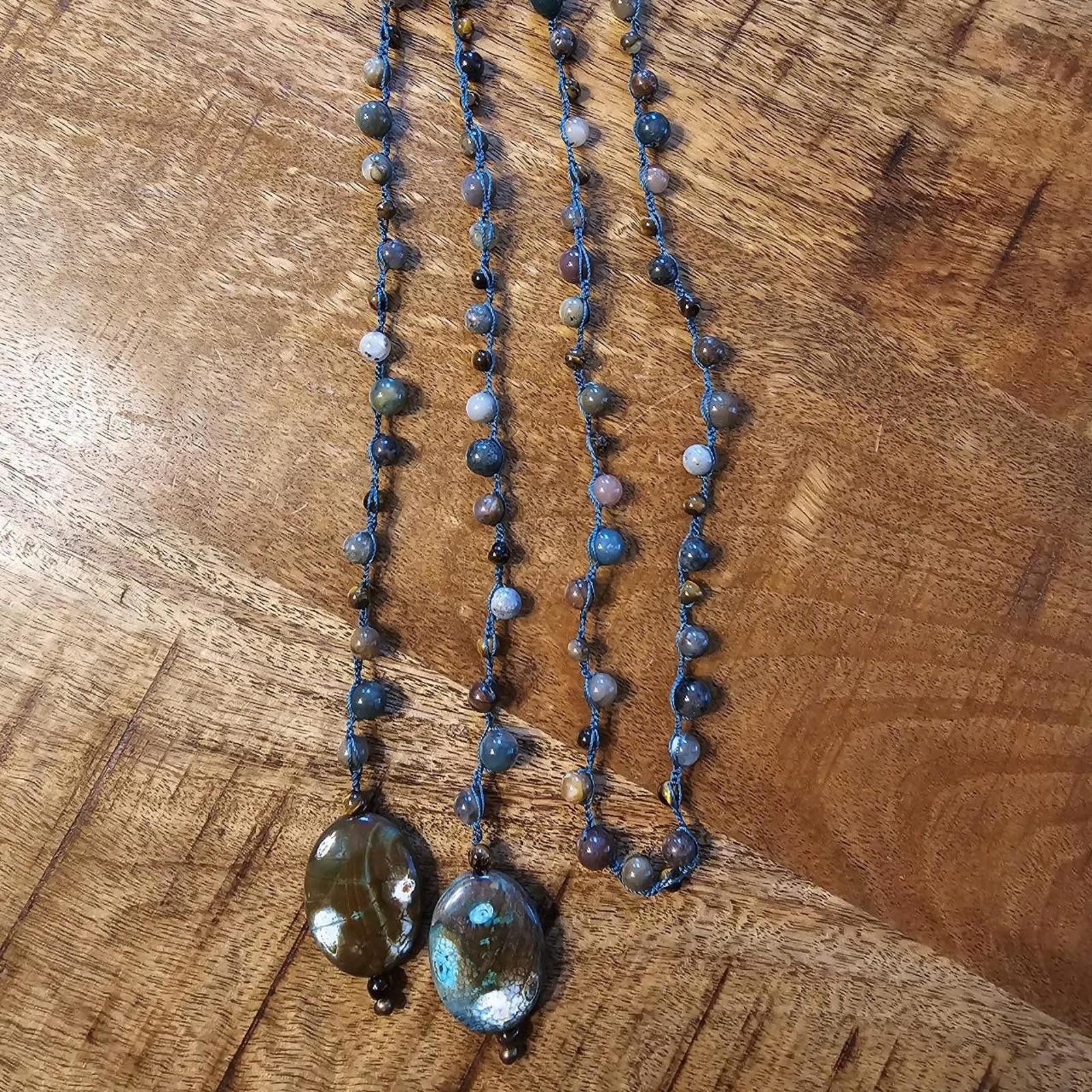 Designer OCEAN JASPER TIGERS EYE HANDMADE GEMSTONE NECKLACE Size ONE SIZE - 7 Thumbnail