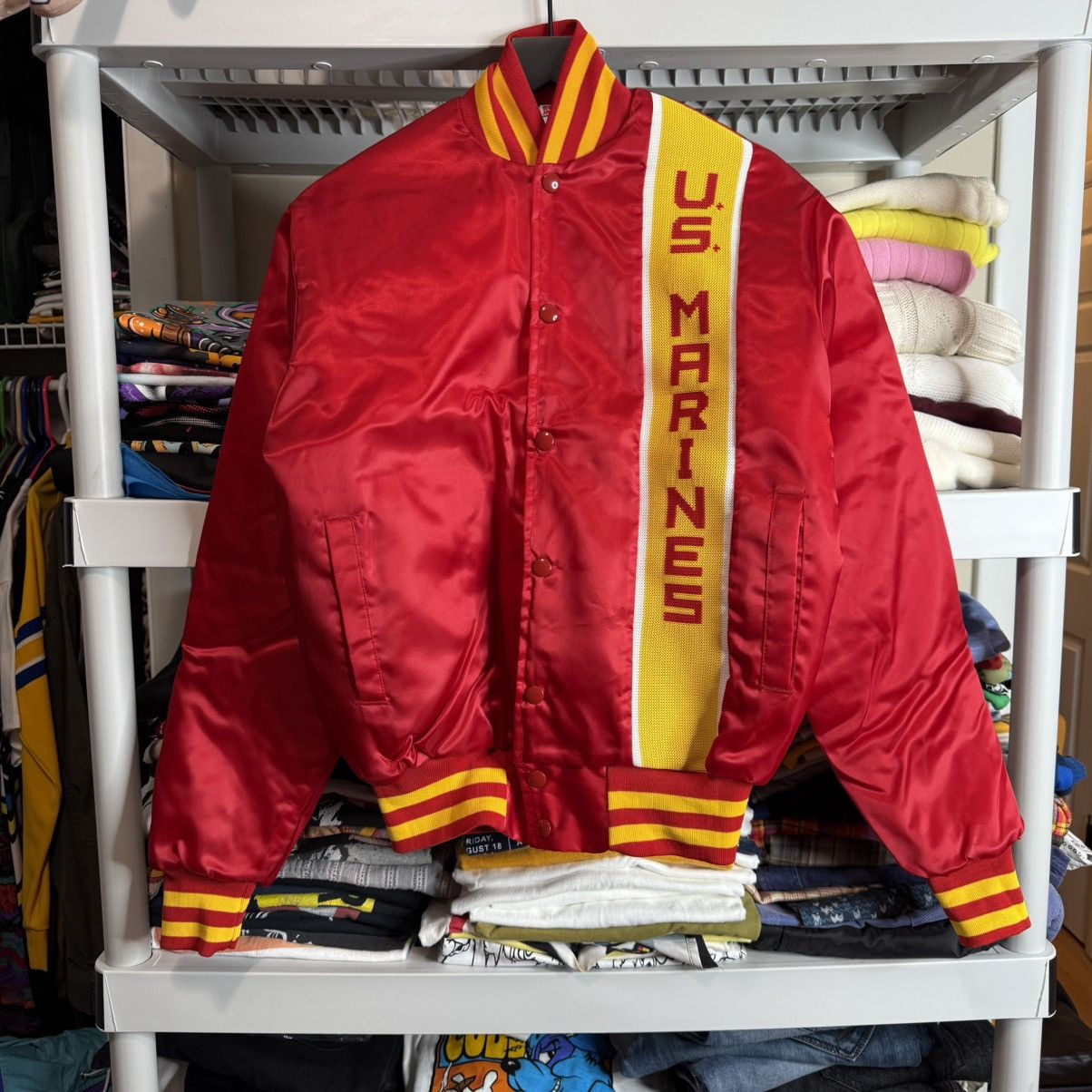 Vintage Vintage US Marines Bomber Jacket Small S Red Yellow Military Size US S / EU 44-46 / 1 - 1 Thumbnail