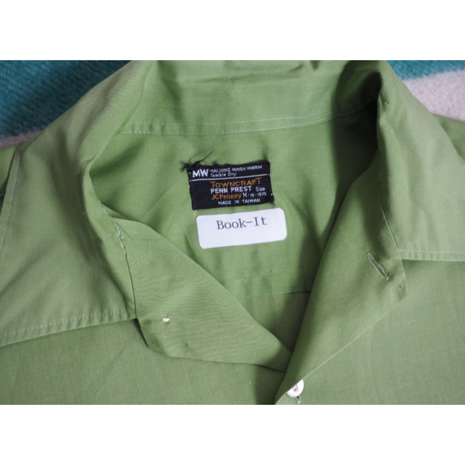 Vintage VTG 70s Towncraft Penneys Green Hippy Pocket Shirt M Polycotton Button-Front Casual Shirt Mens Size US M / EU 48-50 / 2 - 5 Thumbnail