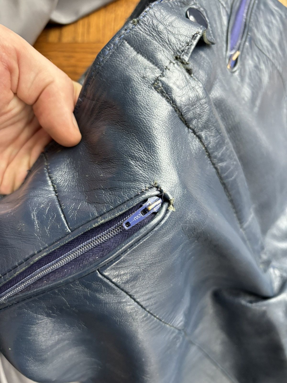 Indian Motorcycle × Leather × Vintage True Vintage Leather Pants Blue High Waisted 60s Motorcycle Size 24" / US 00 / IT 34 - 5 Thumbnail