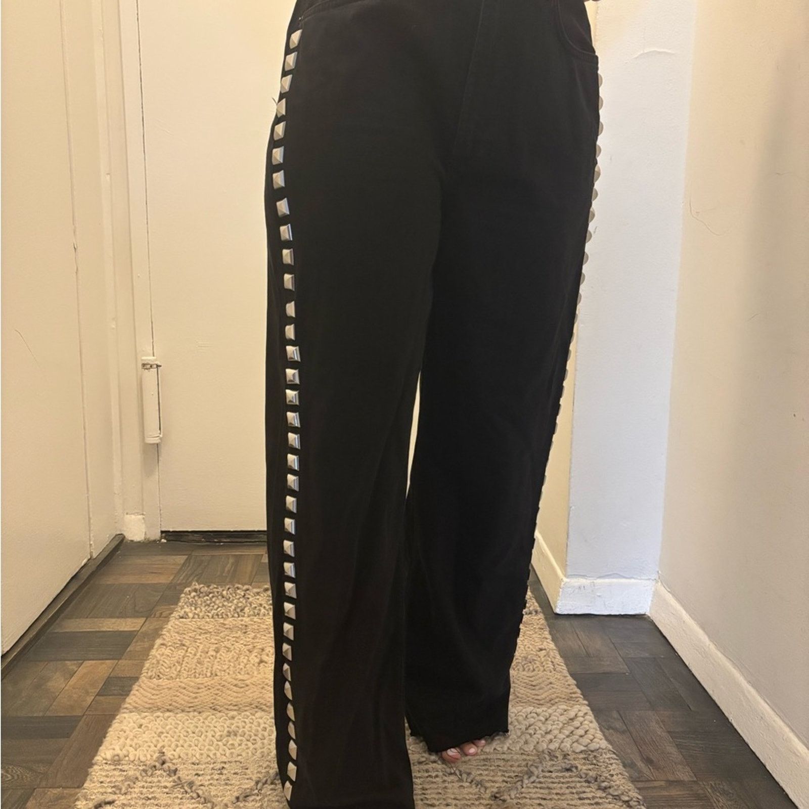 Other NWT All Saints Black Jeans with Silver Accents Size 29 Size 29" - 1 Thumbnail