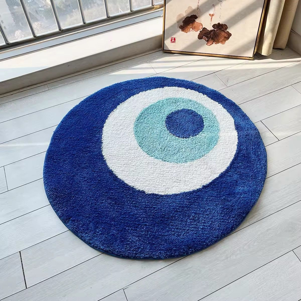 3D Fluffy Evil Eye Circle Soft Carpet Rug